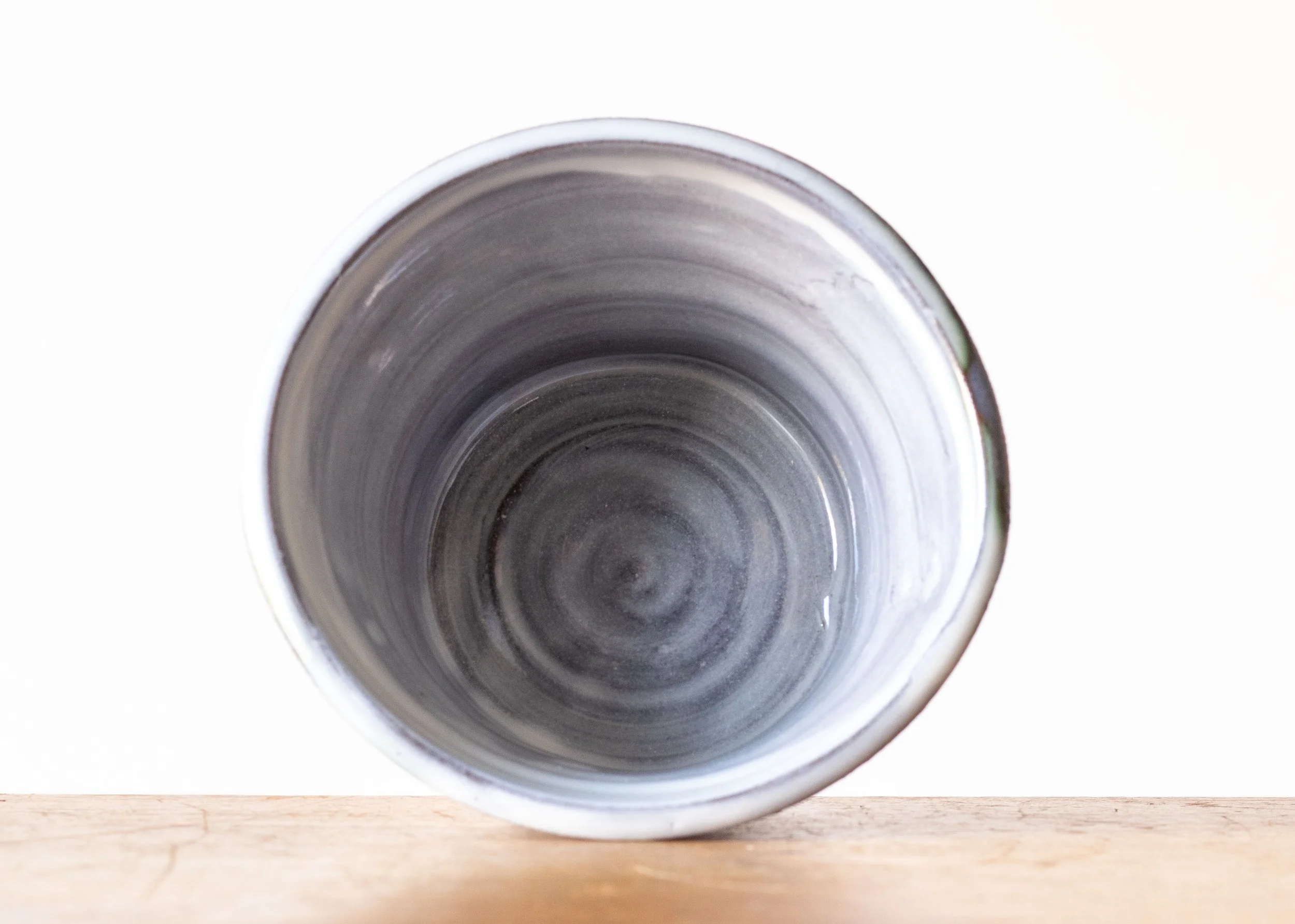 Handmade Pottery Bowl with Green Brush Marks, view 5.jpg