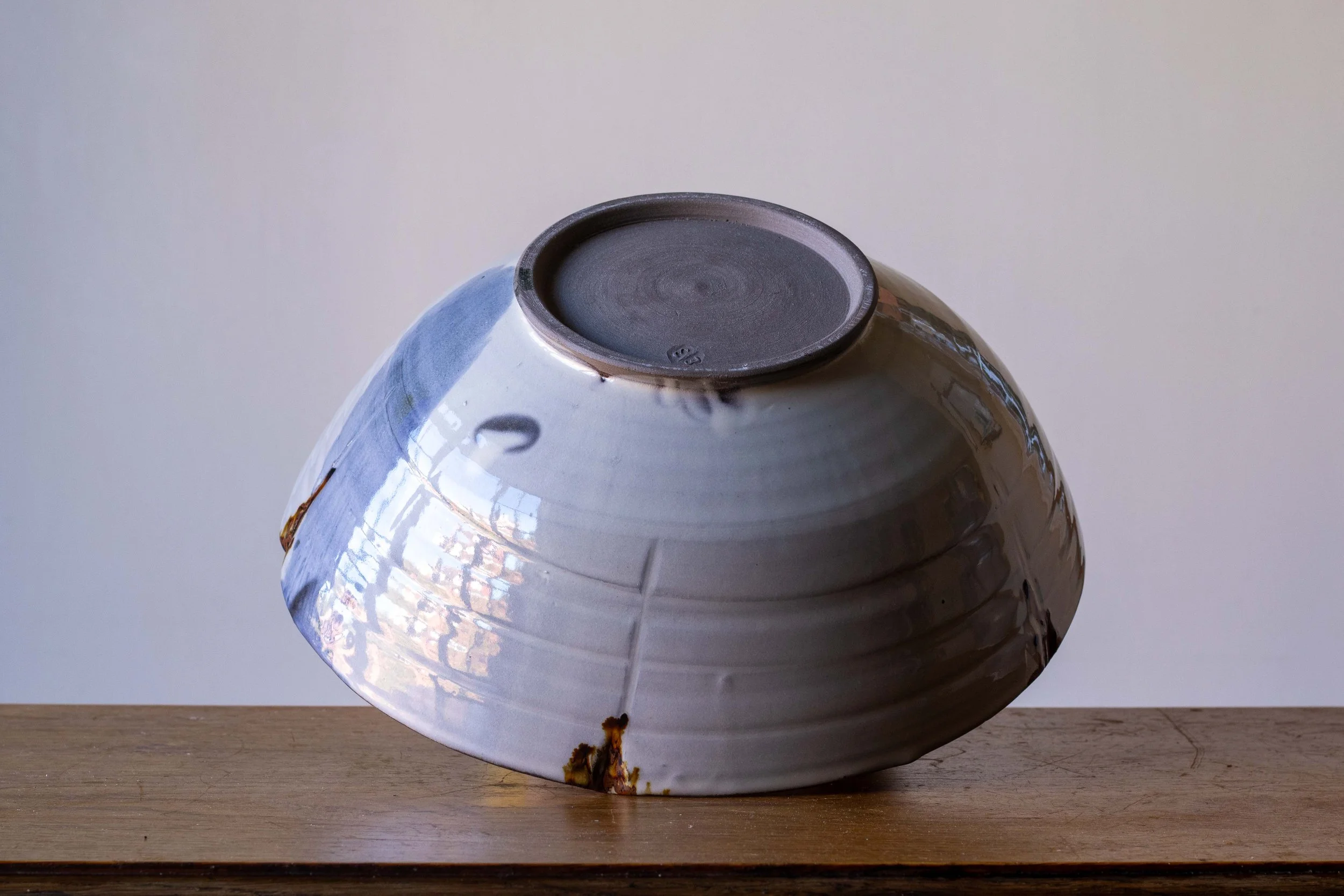 Large Handmade Pottery Bowl with Blue Brush Marks, view 8.jpg