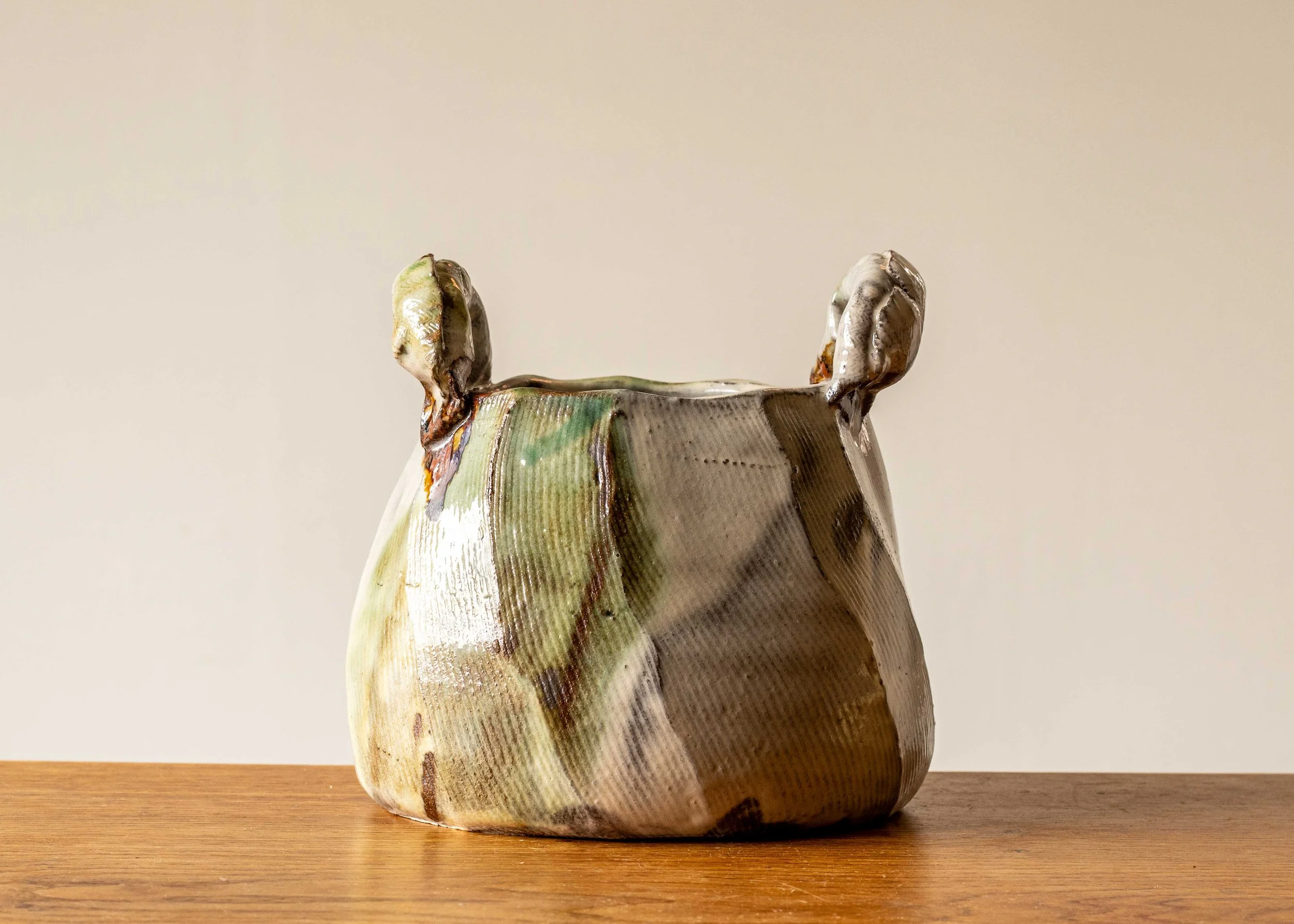 Handmade Japandi Style Faceted Basket #2, view 3.jpg