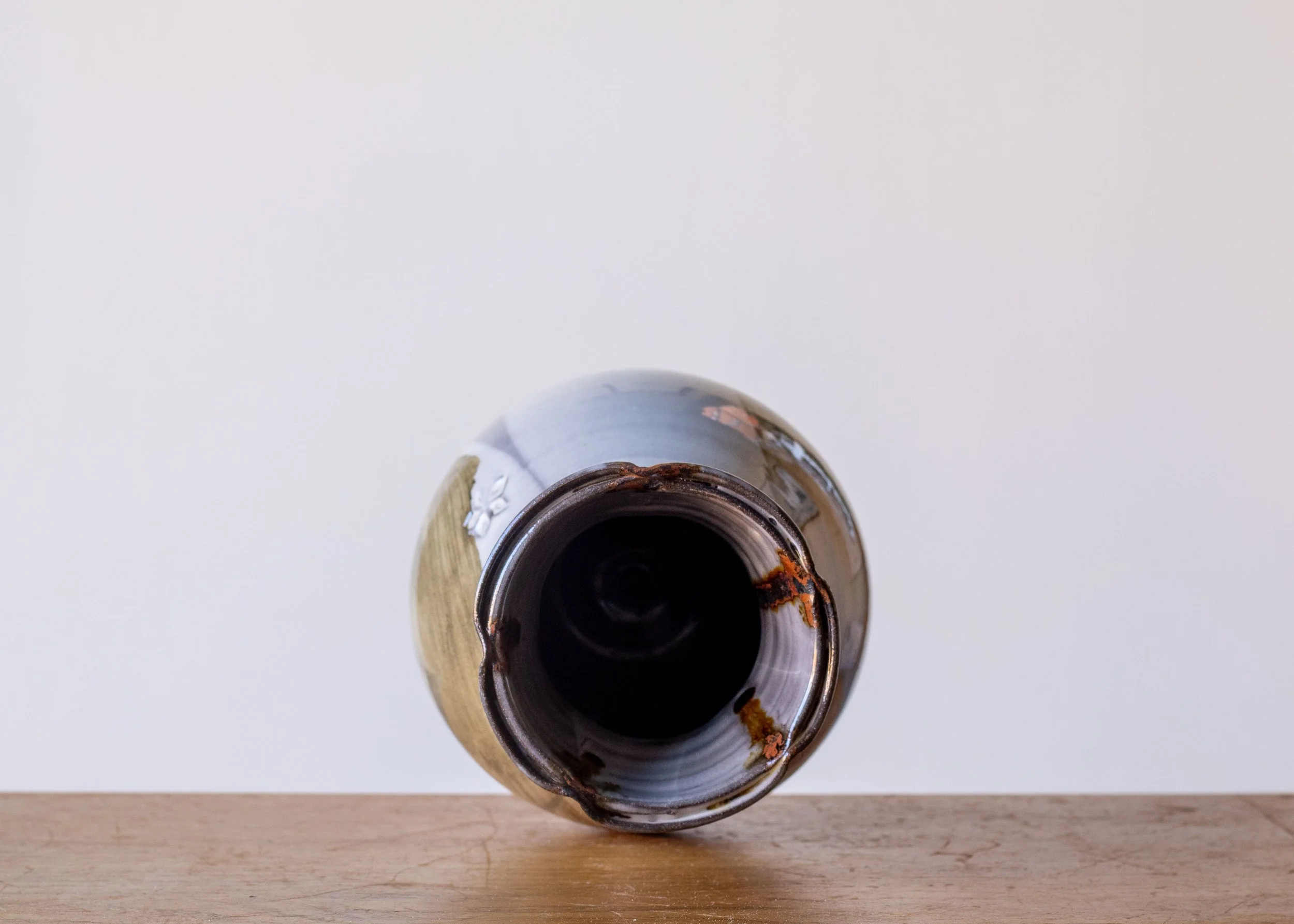 Handmade Pottery Vase with Brown Brush Marks, view 6.jpg