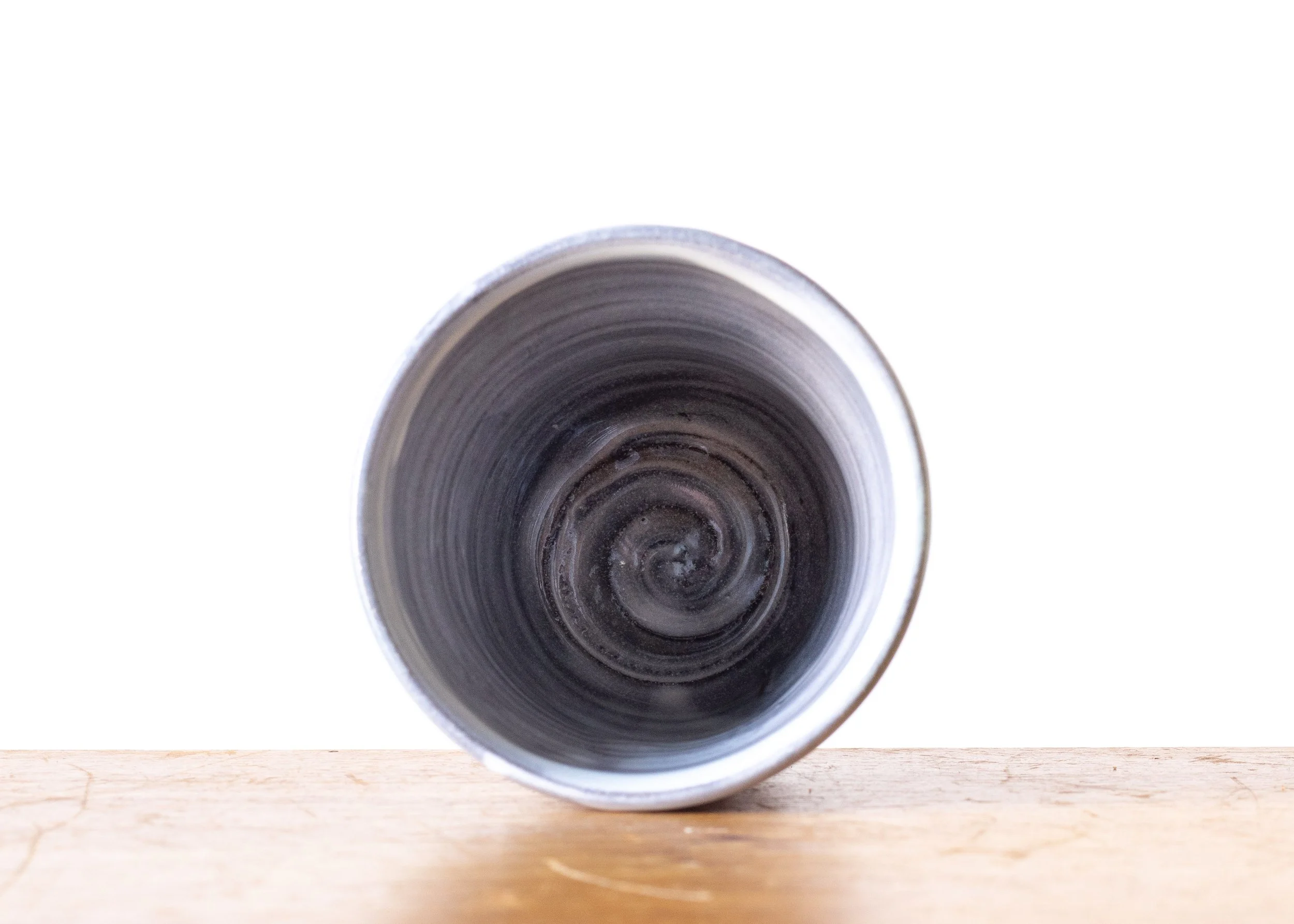 Handmade Pottery Beaker with Green Brush Mark, view 6.jpg