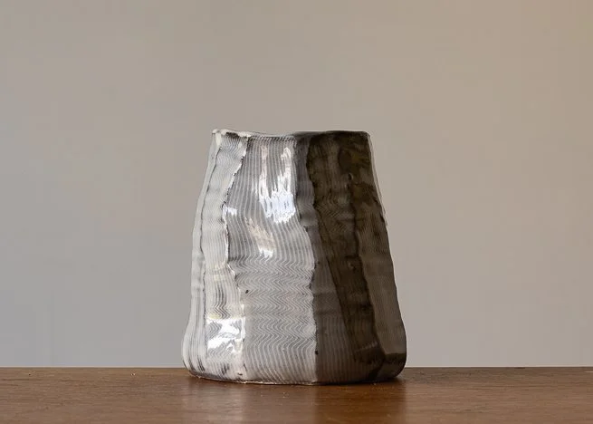 Faceted vase with brown brush marks, view 3.jpg