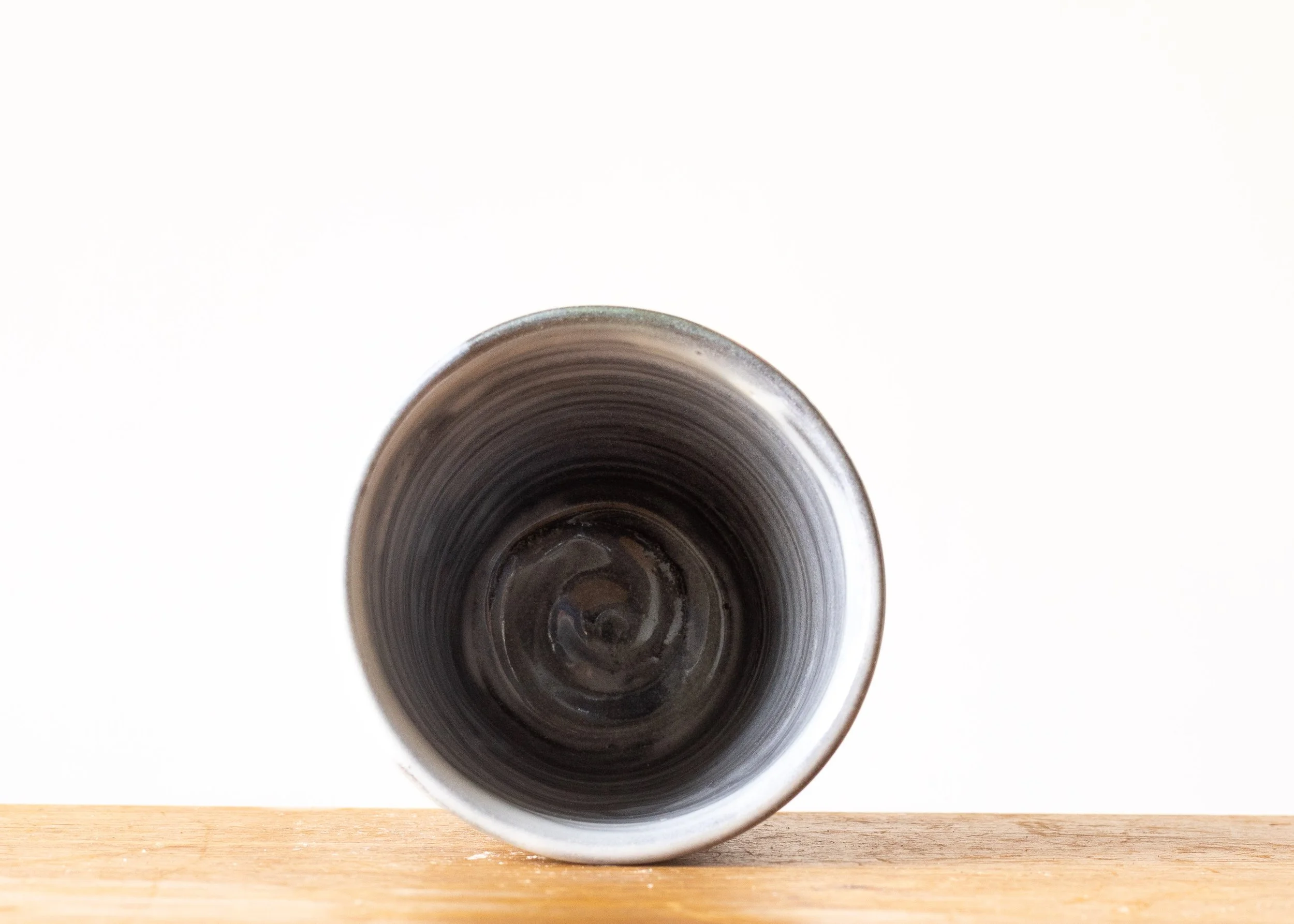 Handmade Pottery Beaker with Green Brush Mark #3, view 5.jpg