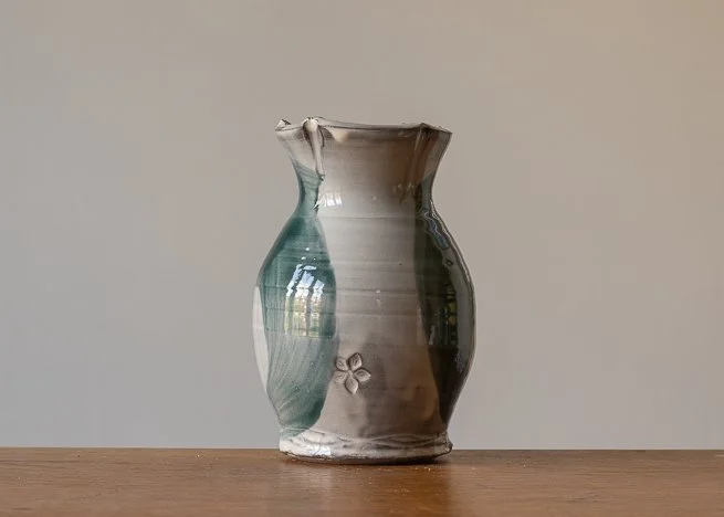 Medium vase with turquoise brush marks, view 2.jpg