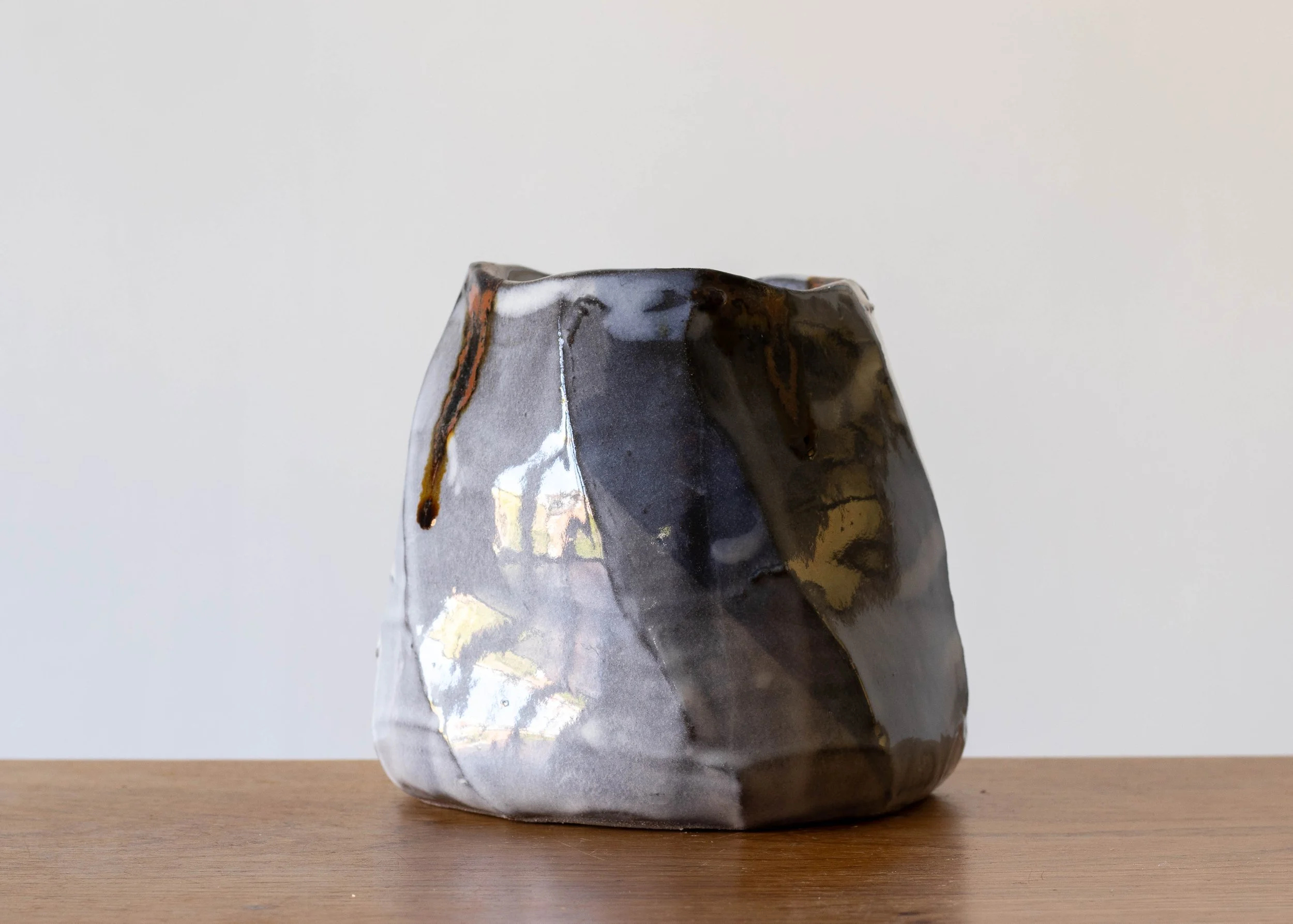 Small Faceted Vase with Blue Brush Marks, view 3.jpg