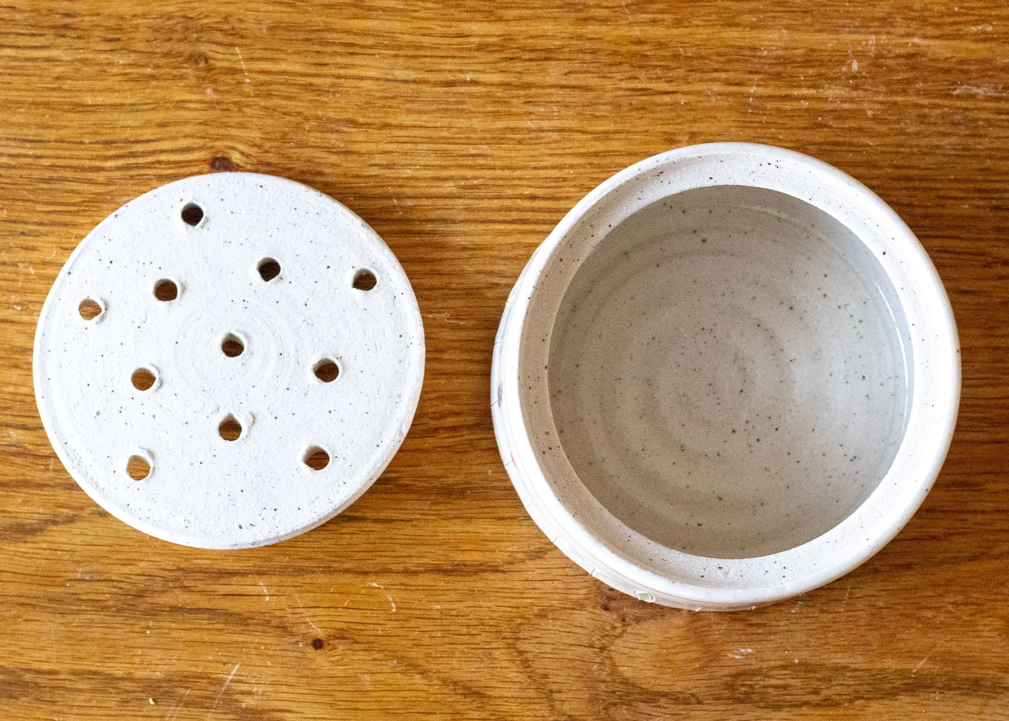 Low Handmade Pottery Flower Brick with Midsummer Decoration, view of inside.jpg