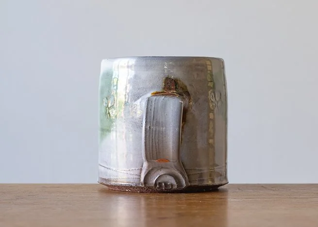 Handmade Pottery Mug wiith Green Brush Marks, side 4.jpg