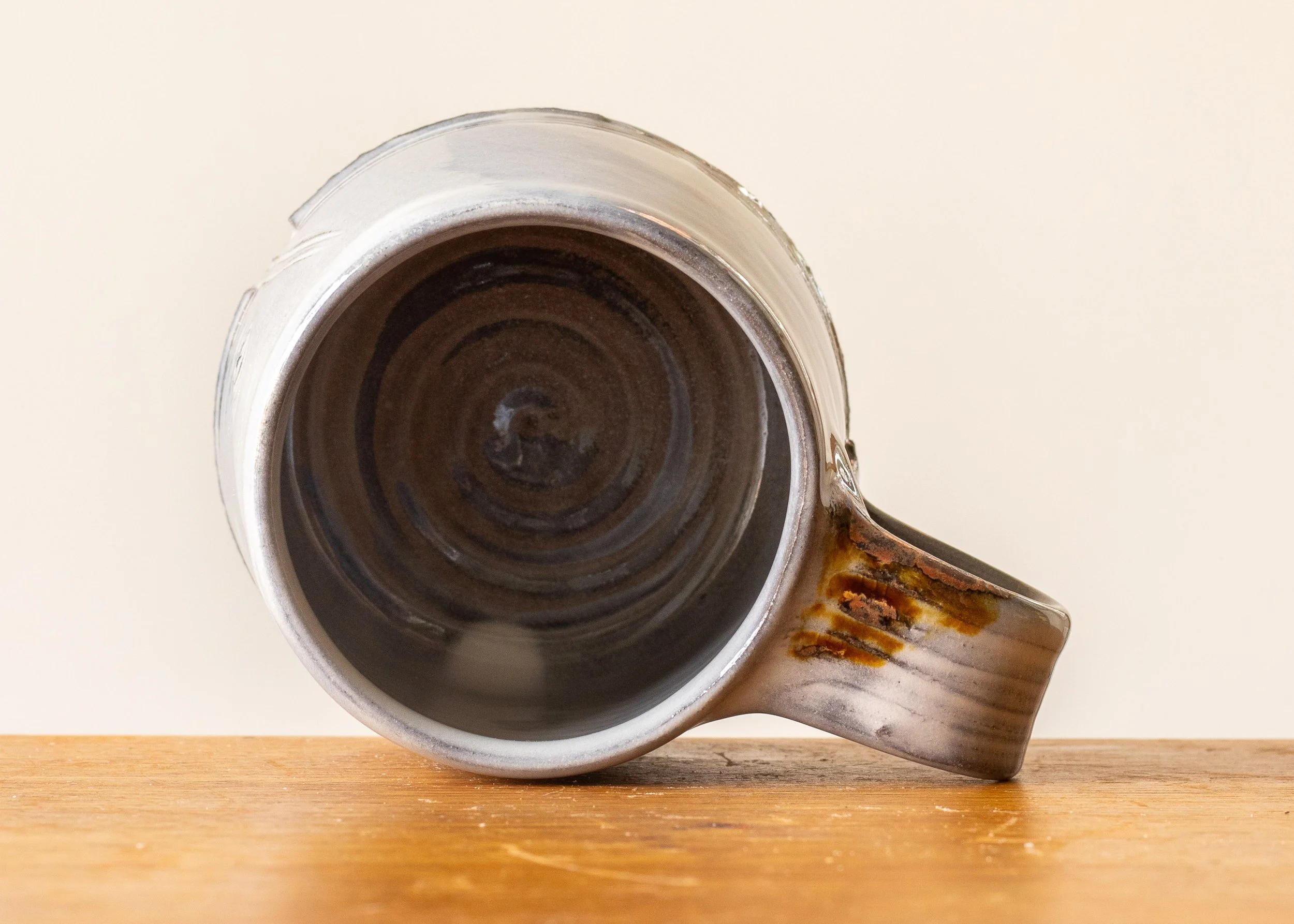 Handmade Pottery Coffee Cup with Blue Brush Marks, view 6.jpg