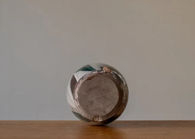 Medium vase with turquoise brush marks, view 6.jpg