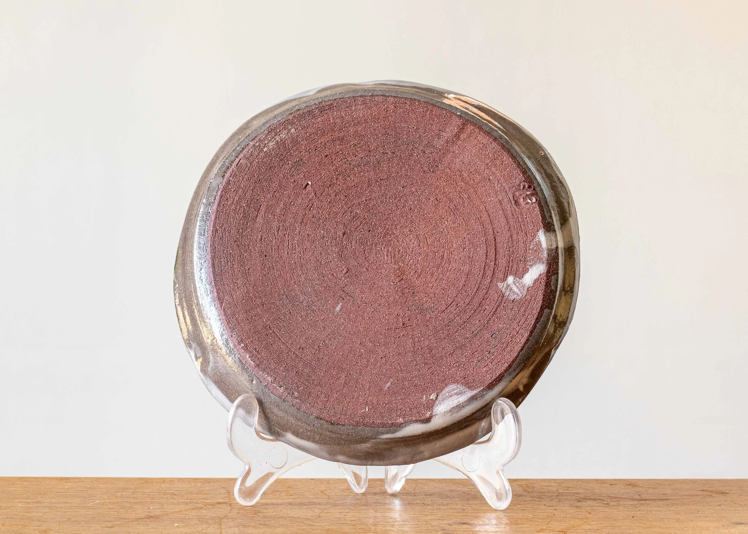 Handmade Pottery Side Plate with Green Brush Marks, view 3.jpg