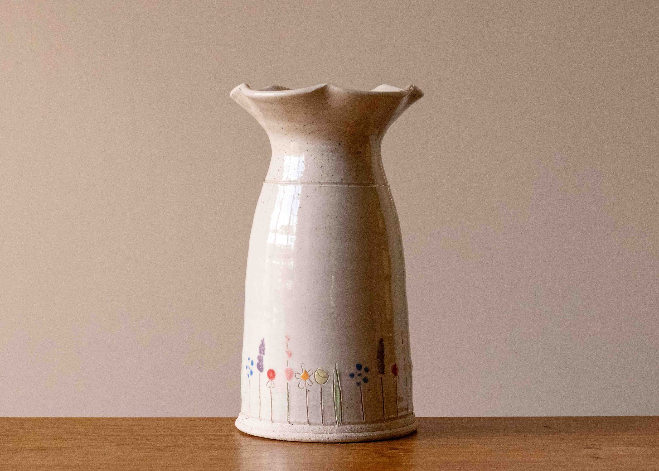 Midsummer Flowers vase with flared rim, view 3.jpg