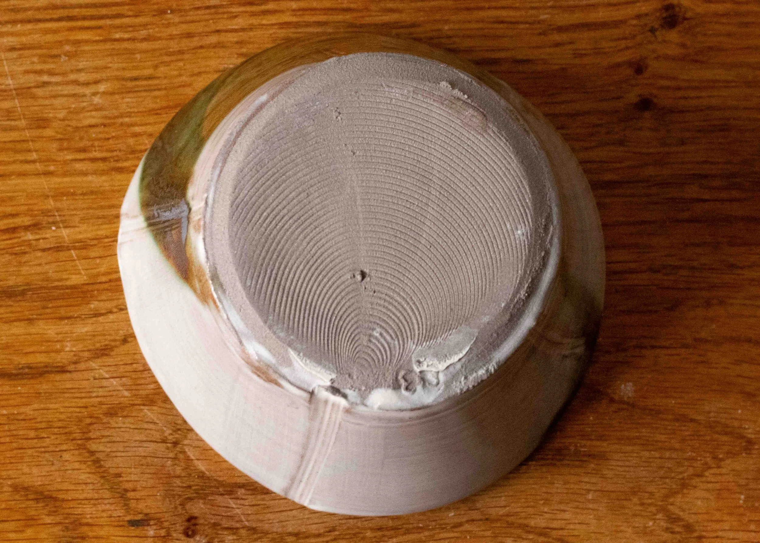 Small Handmade Pottery Bowl with Green Decoration, view 6.jpg