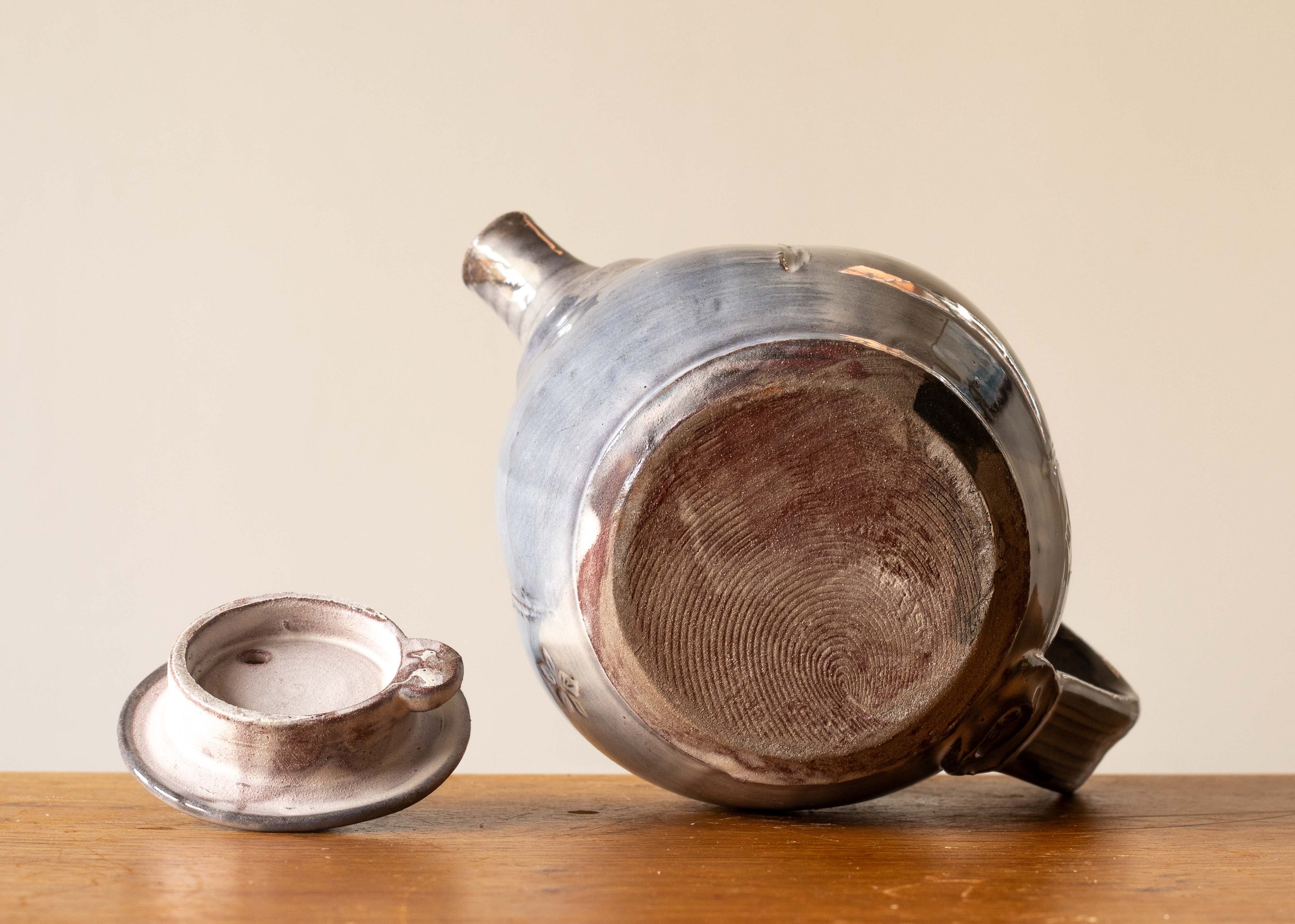 Handmade Pottery Teapot with Blue Brush Marks, view 6.jpg