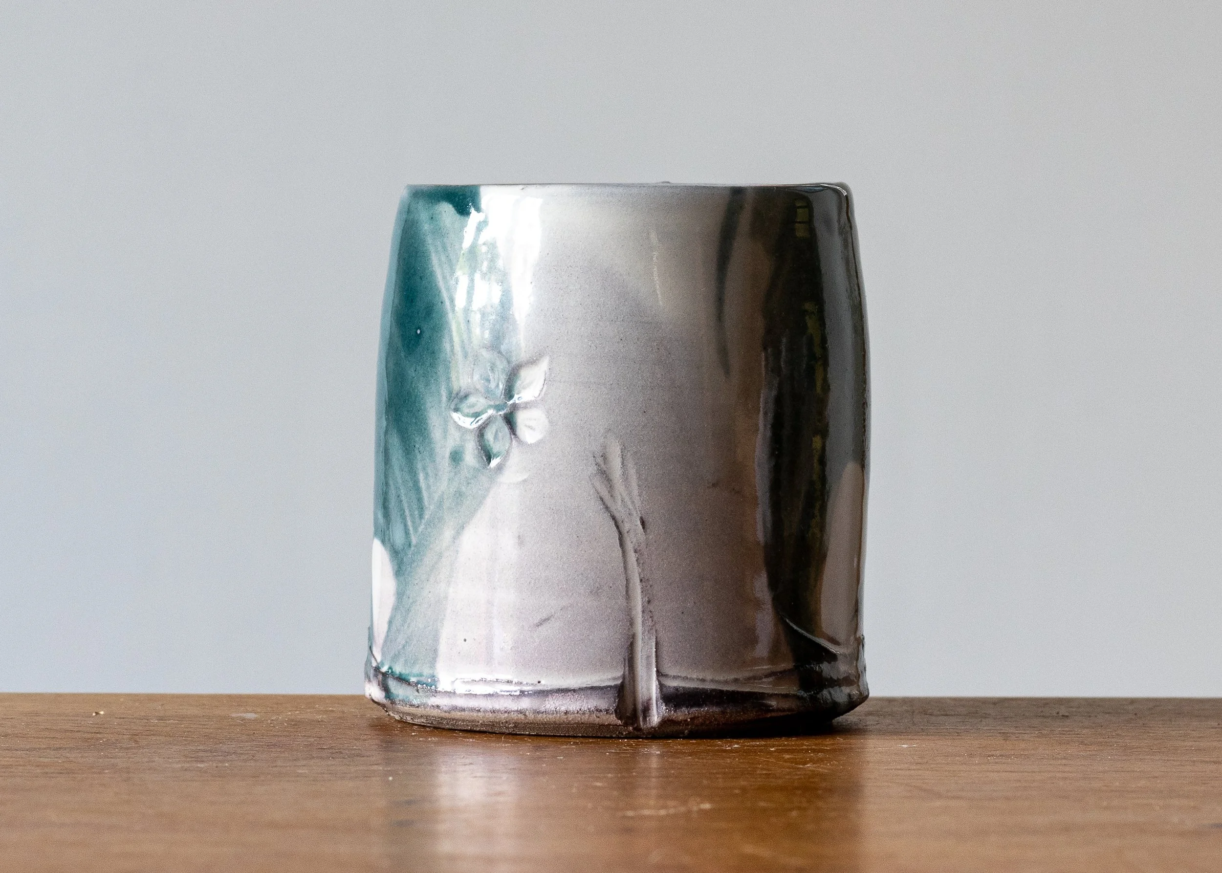 1.26 Turquoise Handmade Stoneware Pottery Mug, view 2.jpg