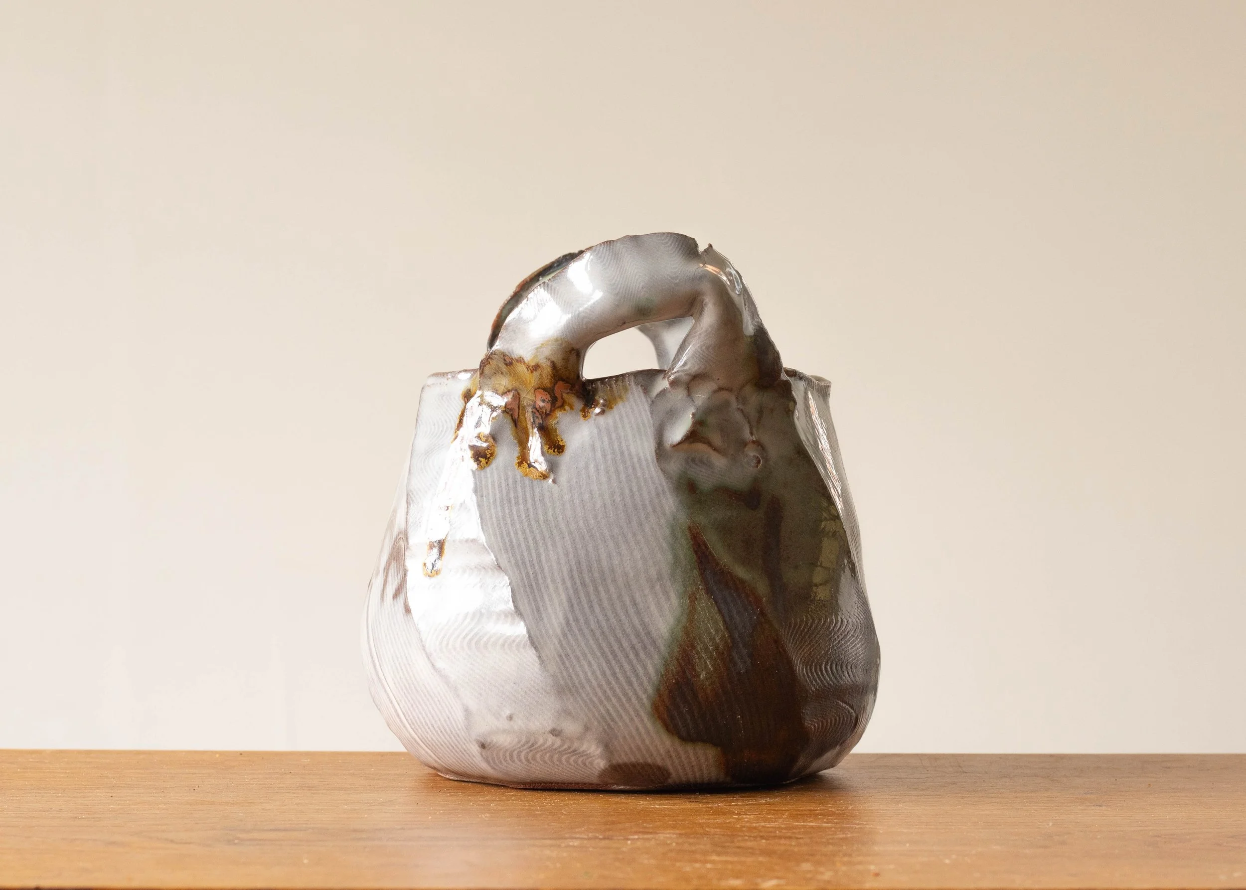 Ceramic Basket with Green Decoration, view 4.jpg