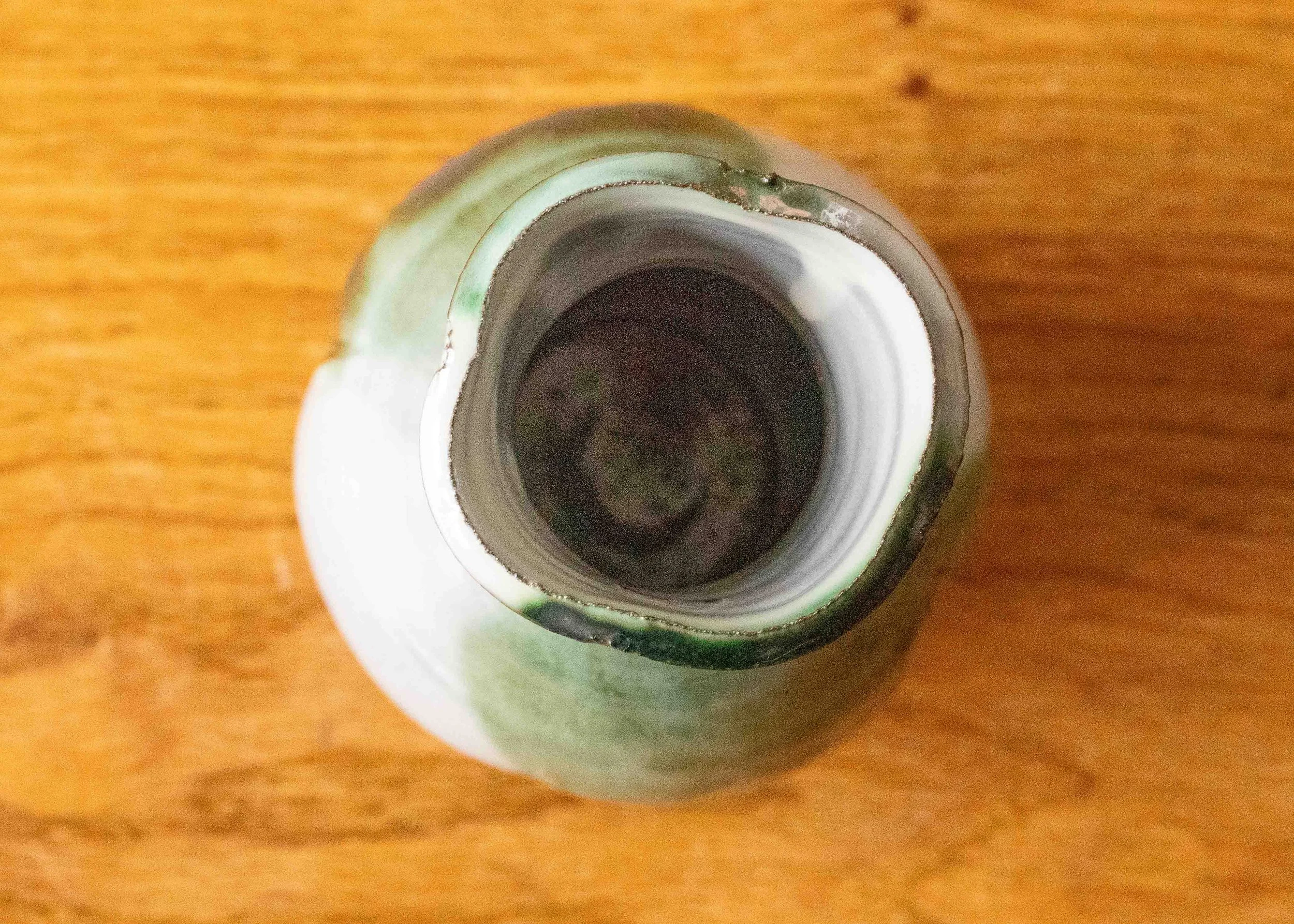 Small Handmade Pottery Vase with Green Brush Mark, view 5.jpg