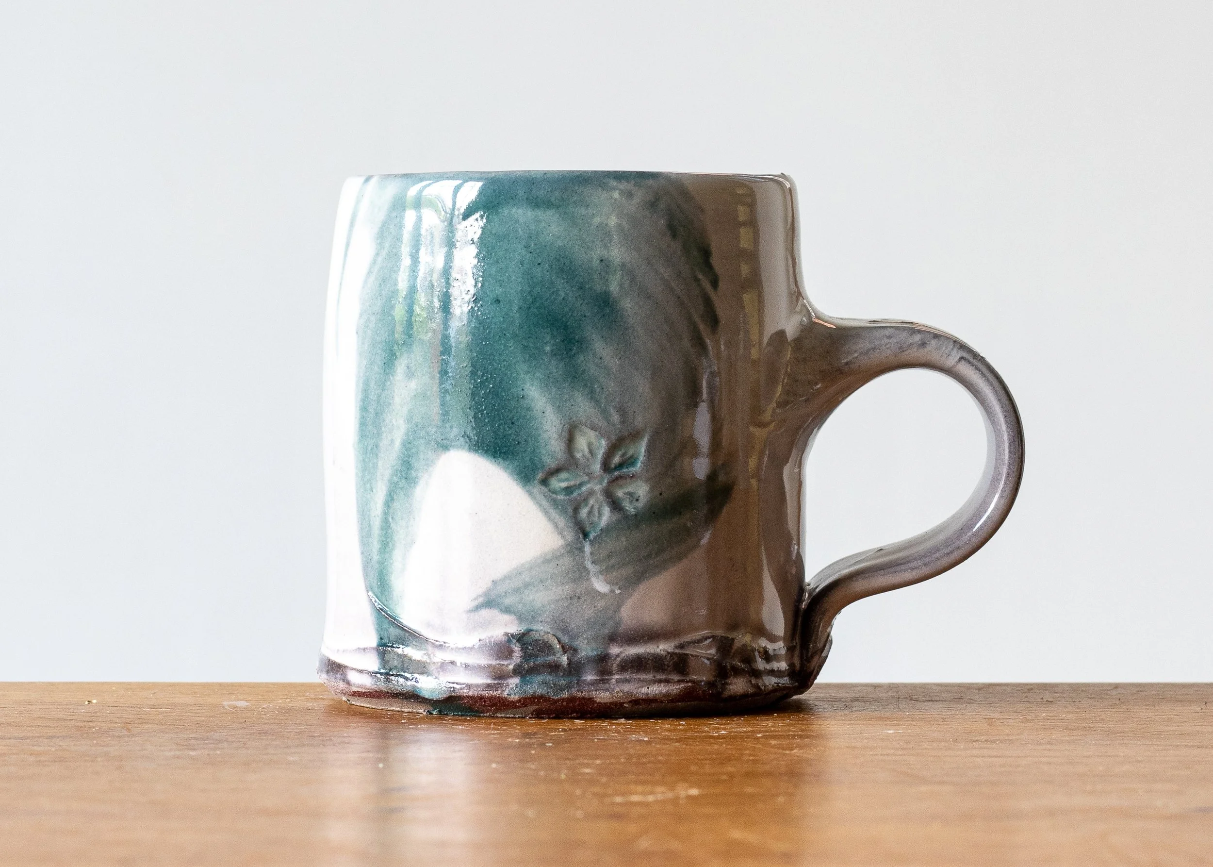 1.26 Turquoise Handmade Stoneware Pottery Mug, view 1.jpg