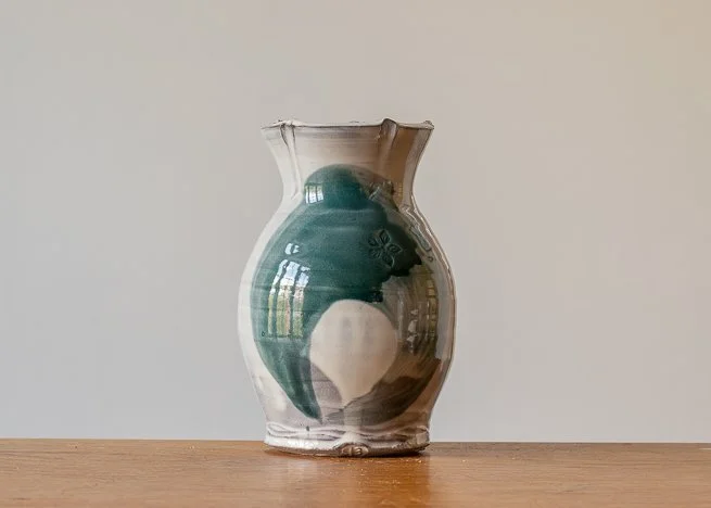 Medium vase with turquoise brush marks.jpg