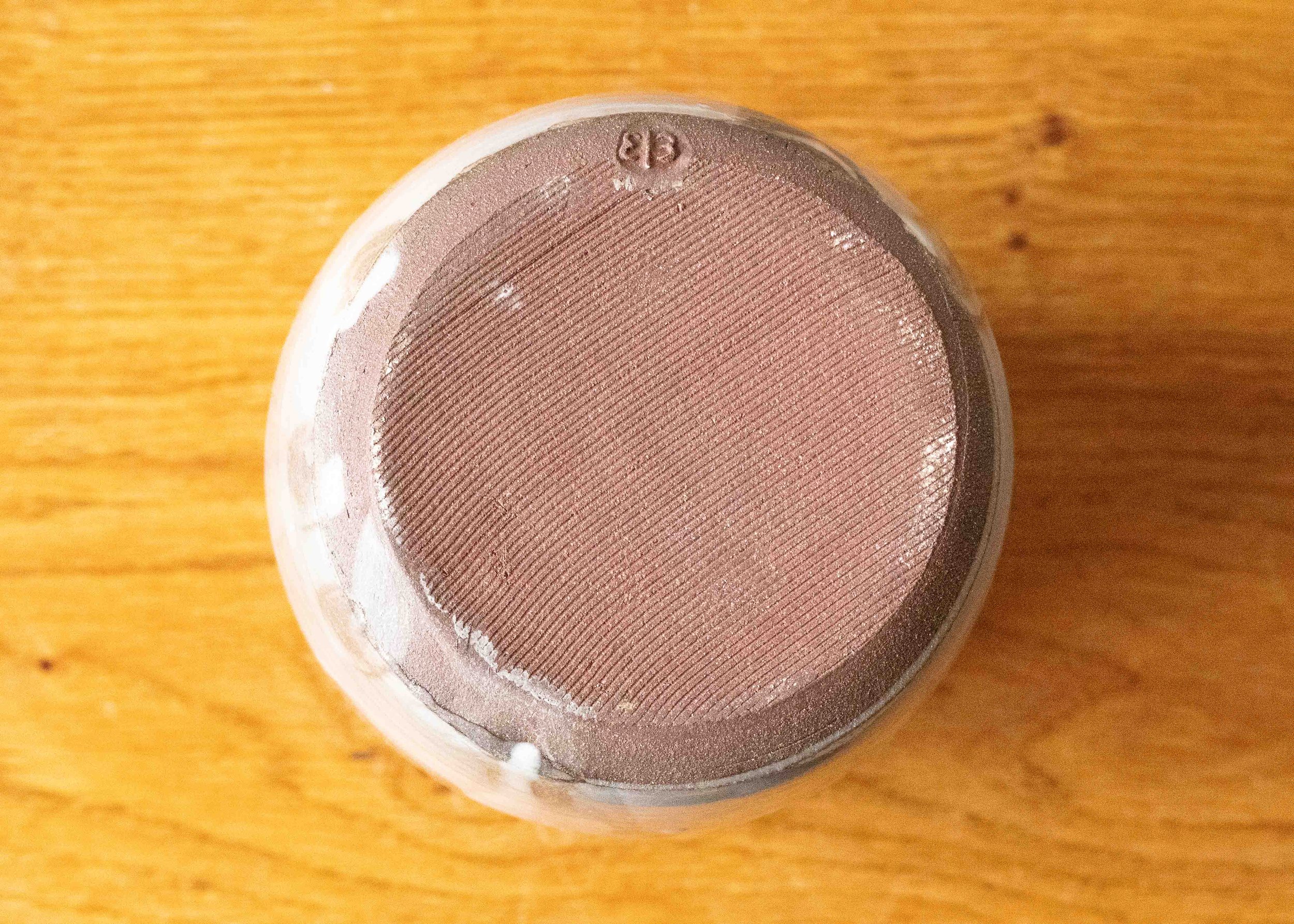 Handmade Pottery Open Vase with Green Brush Marks, view 6.jpg