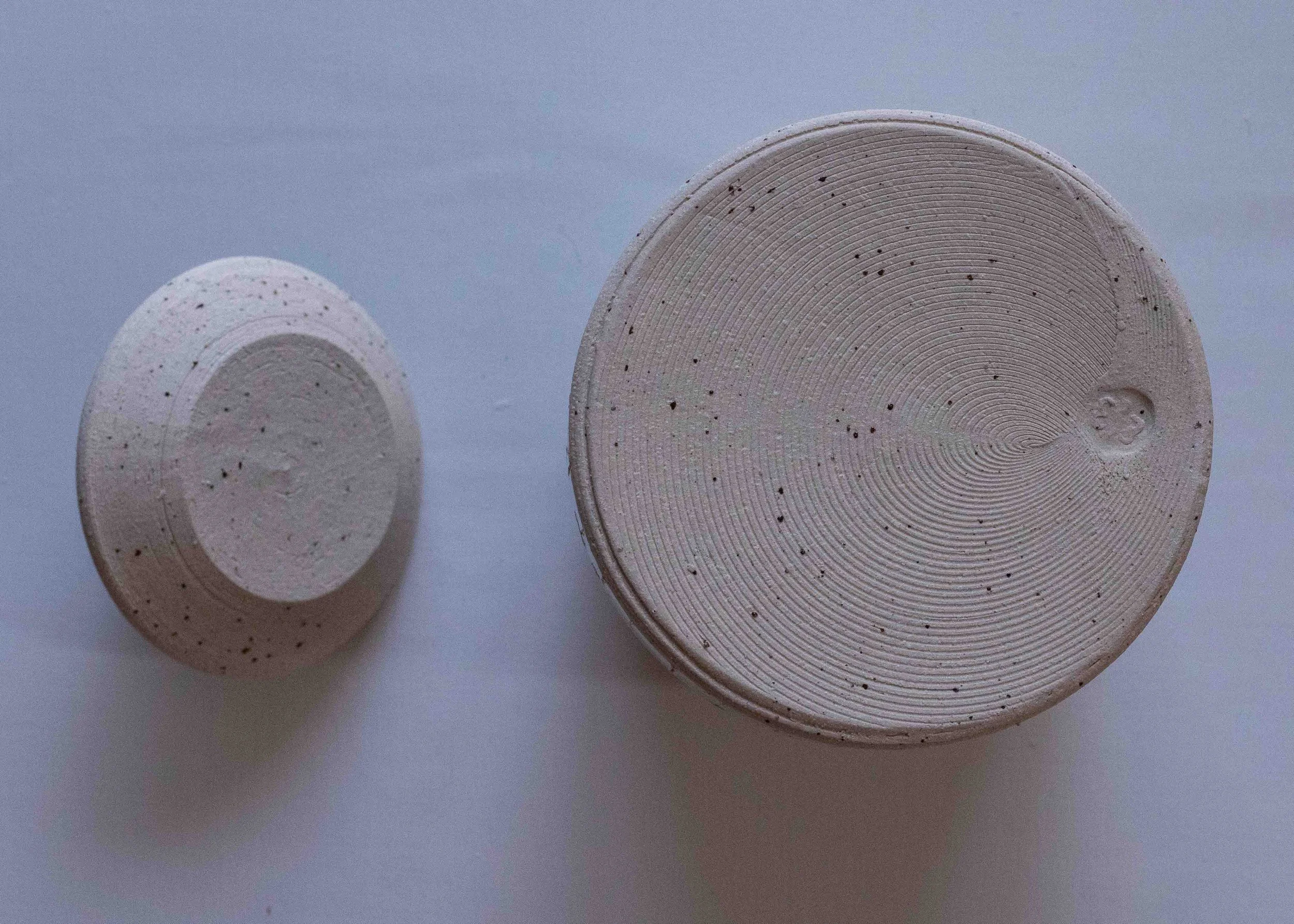 White Handmade Pottery Lidded Jar with Midsummer Flower Design, view of the base.jpg