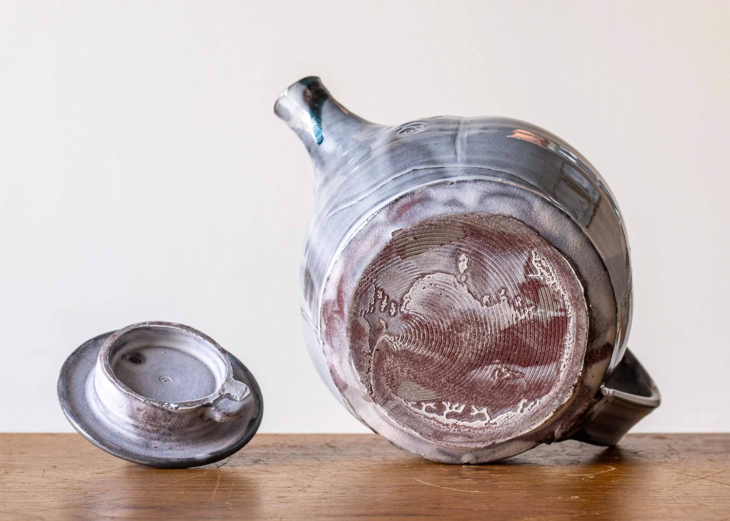 Handmade Pottery Teapot with Turquoise Brush Marks, view 6.jpg