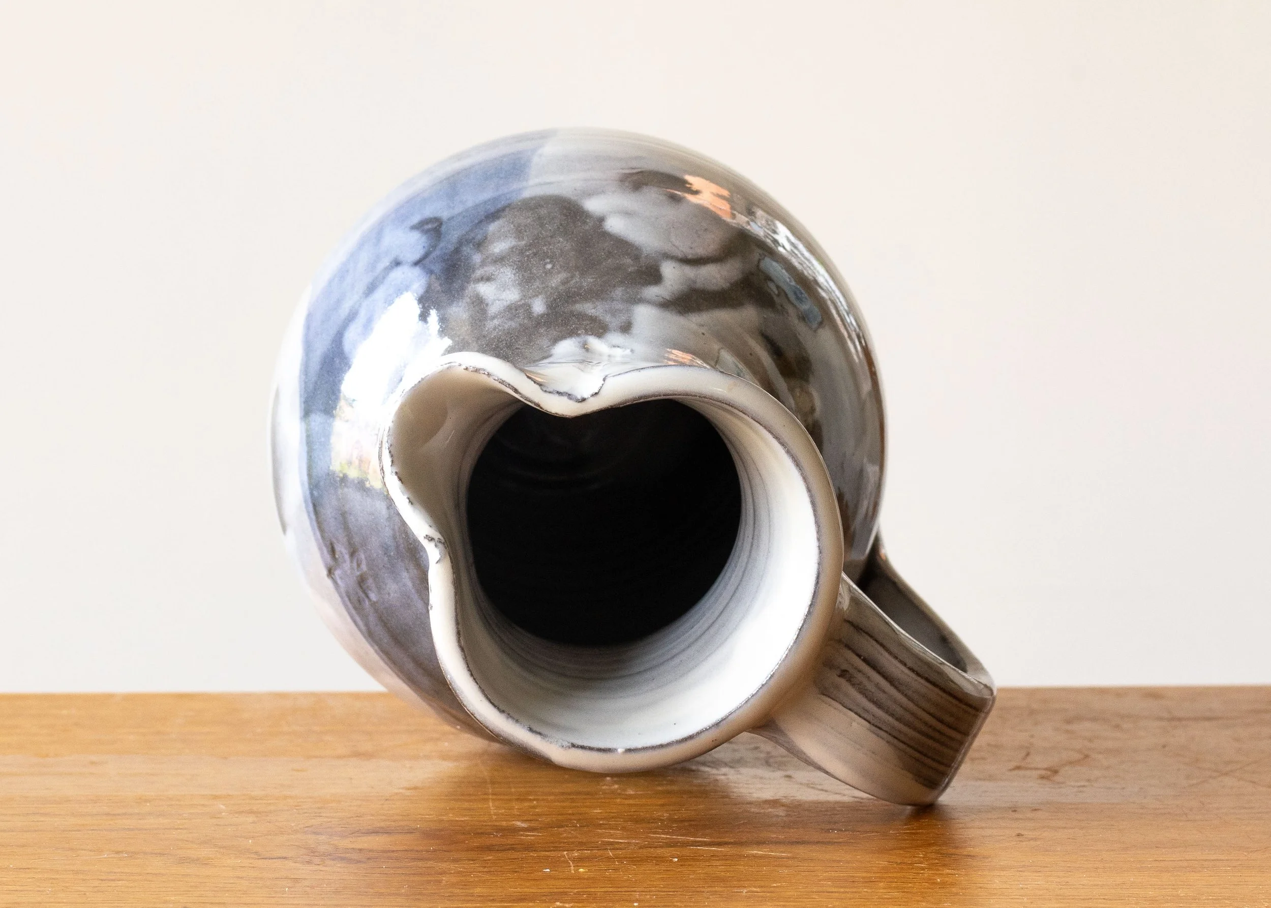 Handmade Pottery Jug with Blue Brush Mark, view 7.jpg