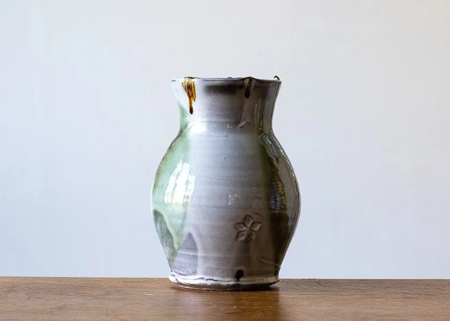 Medium Bud Base with Green Brush Marks, side 2.jpg
