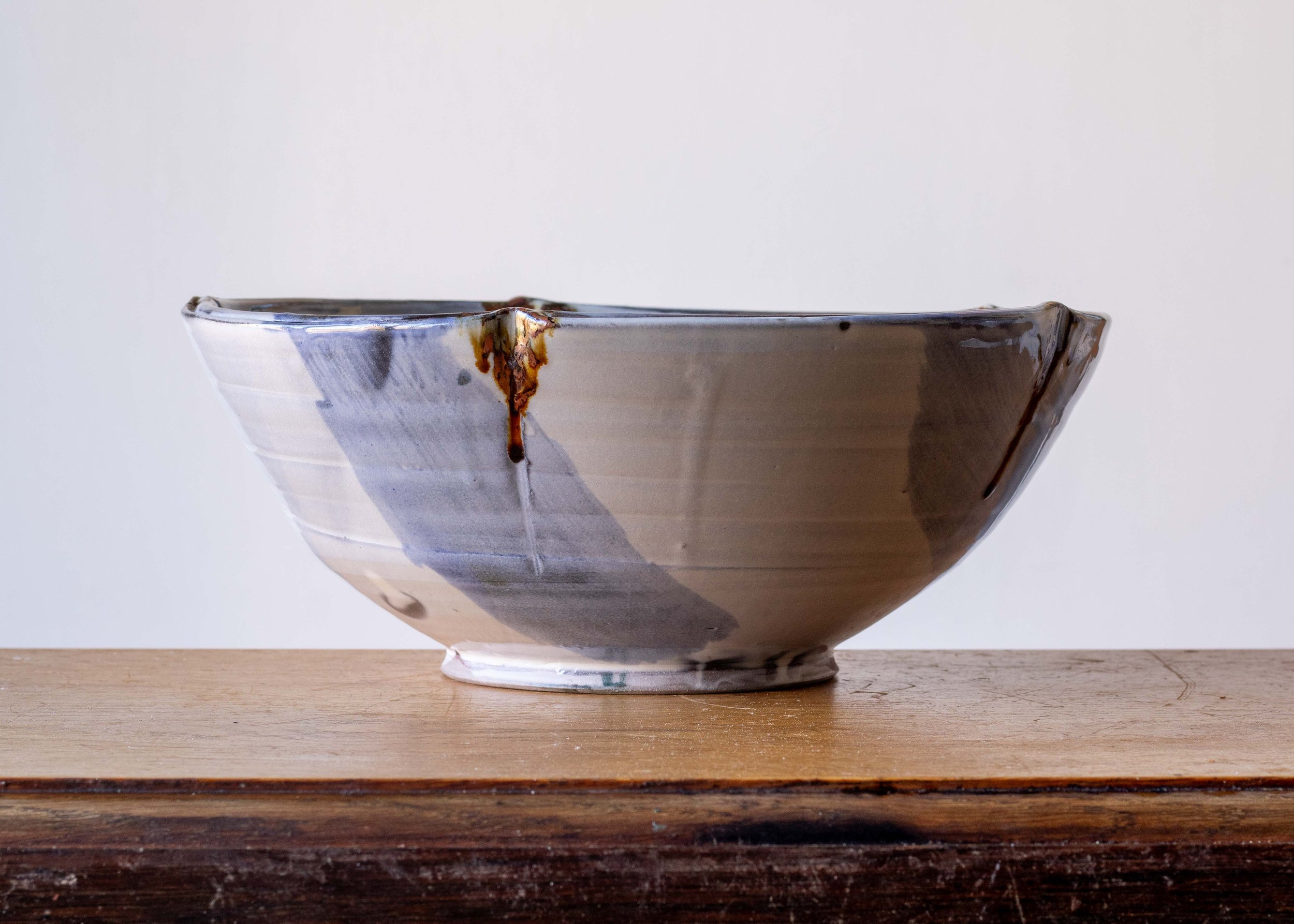 Large Handmade Pottery Bowl with Blue Brush Marks, view 5.jpg