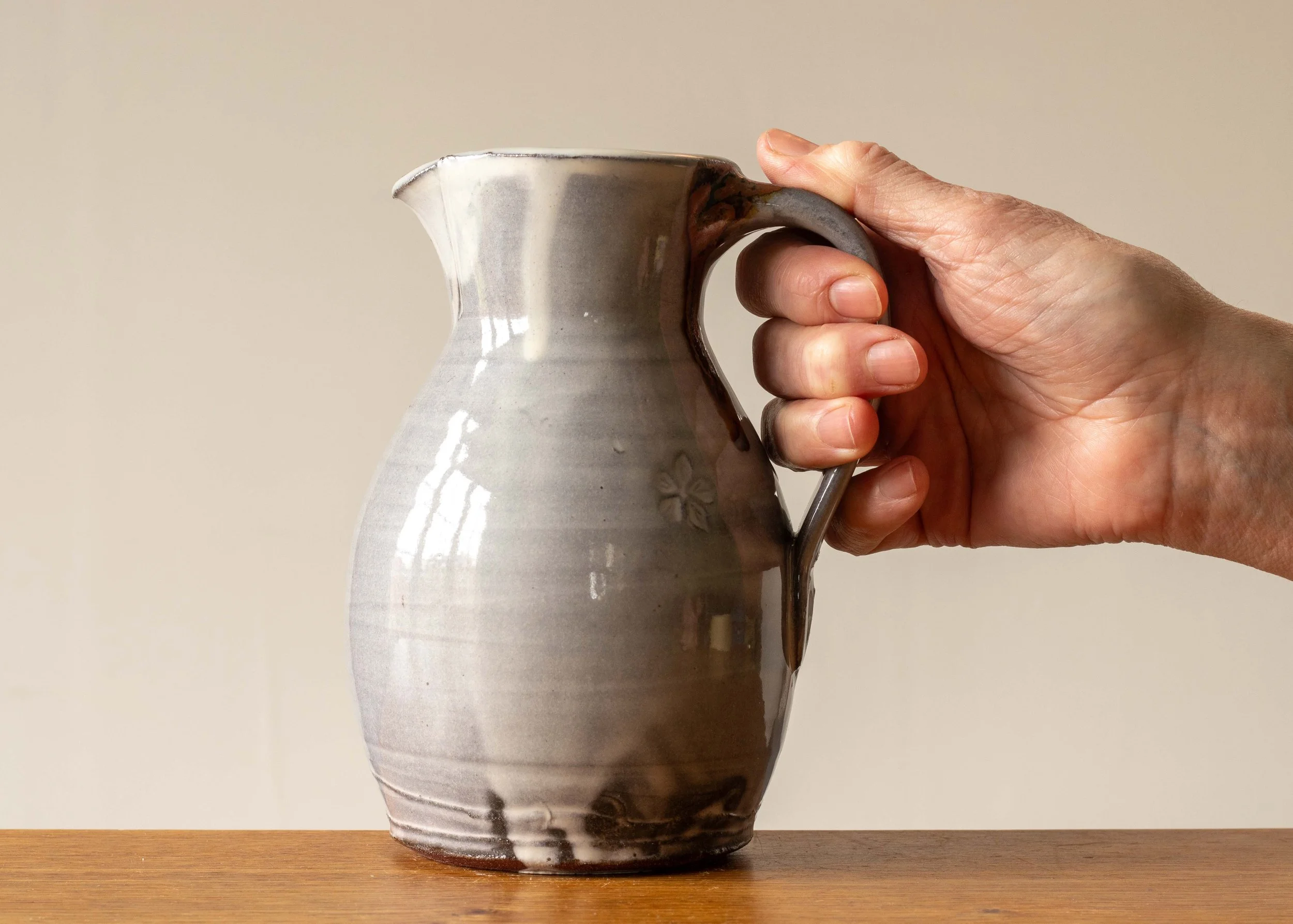 Small Handmade Japandi Style Jug #2, view 2.jpg