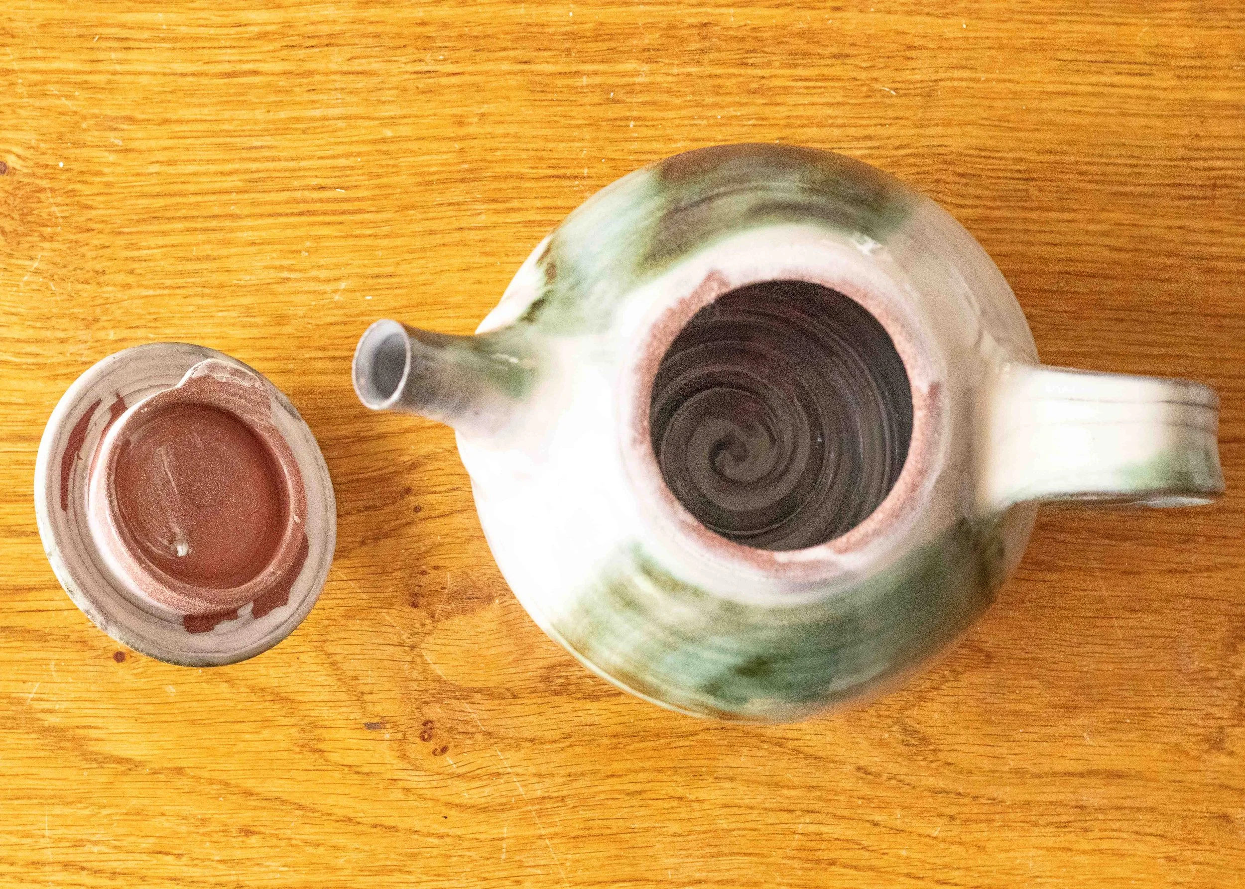 Handmade Pottery Teapot with Green Brush Marks, view 6.jpg