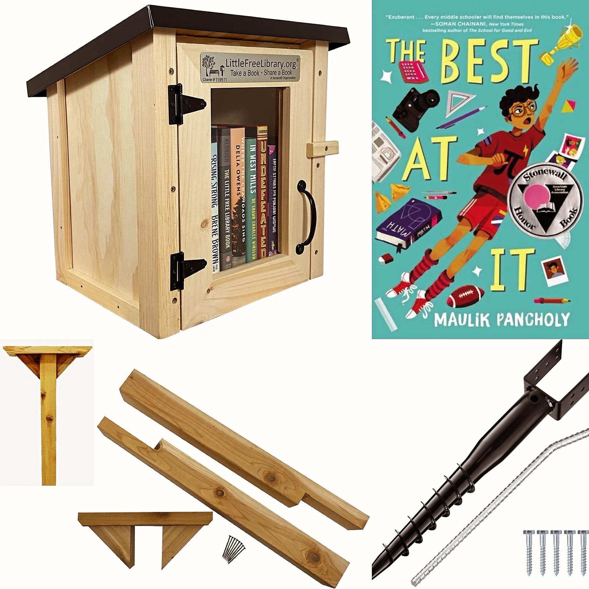 We need your help to get a Little Free Library! Can you help us reach our goal of $300 to purchase the materials shown above? We&rsquo;re also featuring books by  @maulikpancholy in our first round of books and music to share with the community! 📚 ?
