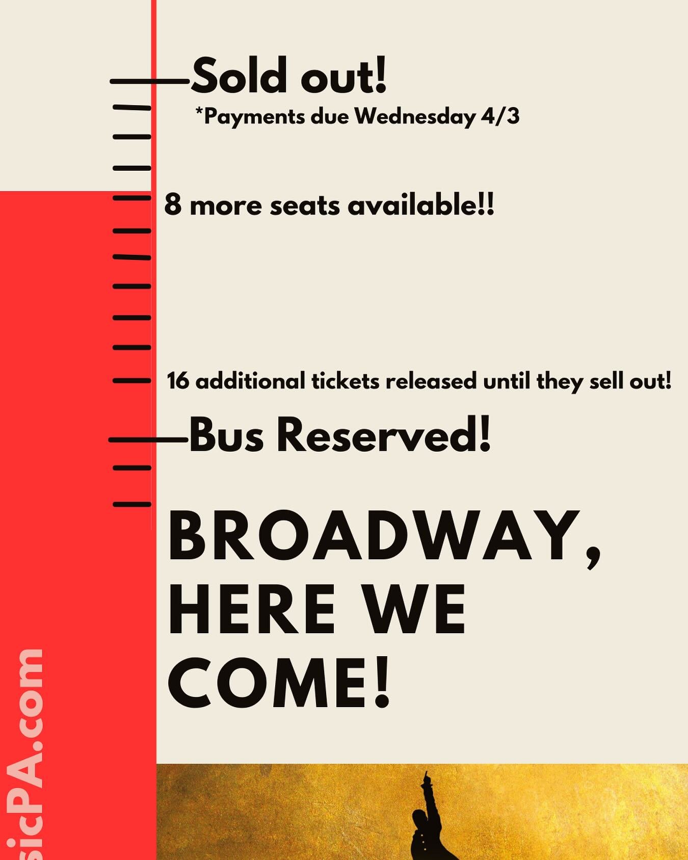 8 seats left for HAMILTON Bus Trip to Broadway! 🎟️ at empoweredmusicpa.com