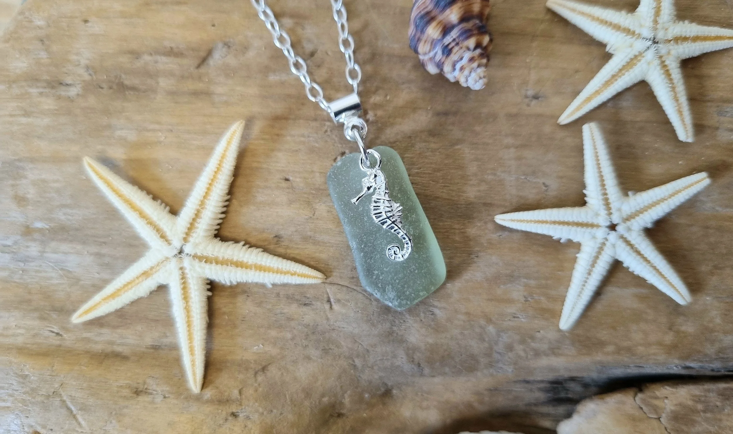 Pembrokeshire Sea Glass Sterling Silver Necklace, made with sea glass from Pembrokeshire beaches