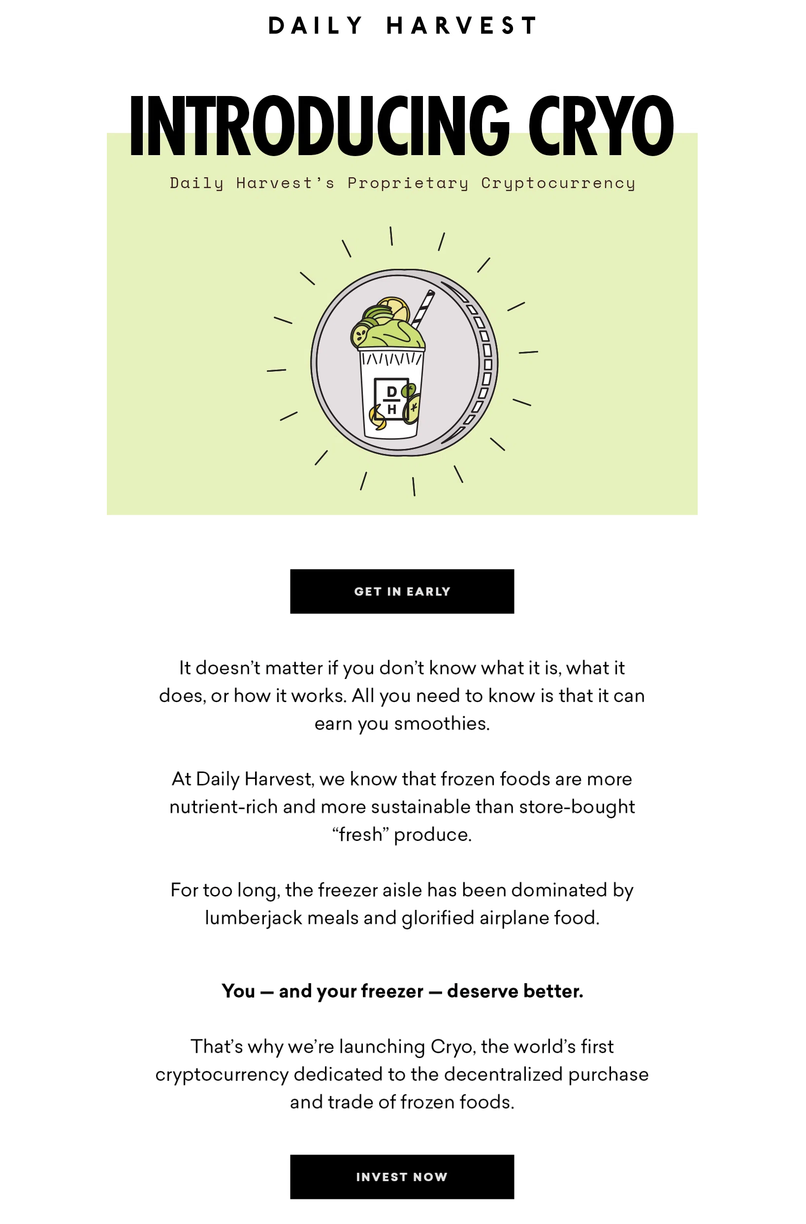 ⤴ Sent a crypto-themed April Fools email in 2018