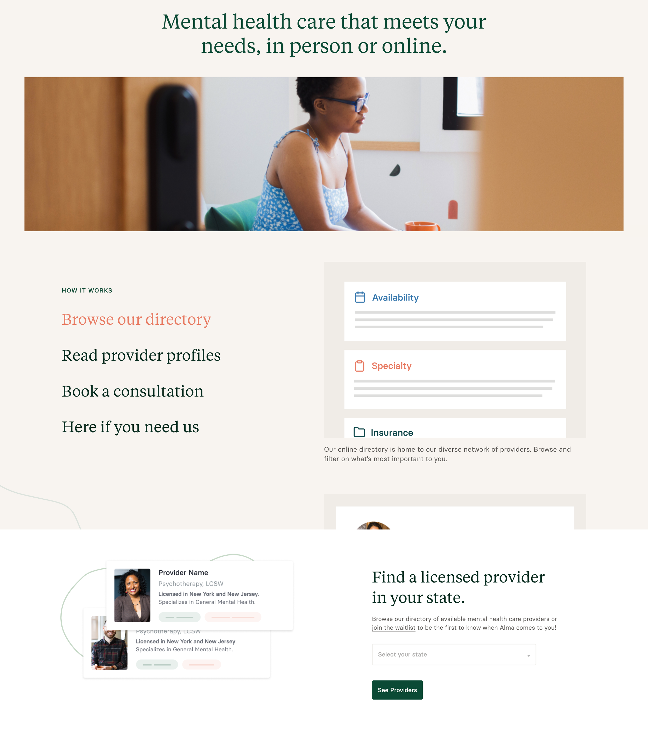 A screenshot of Alma's "How it Works" page
