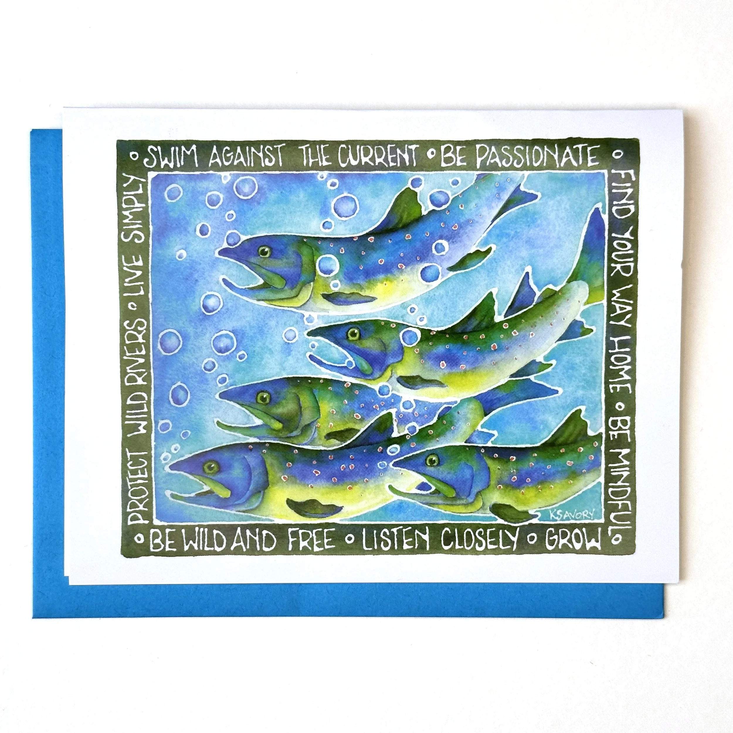 One Fish, Two Fish, Three Fish, Blue Fish notecard — Simply Savory Art