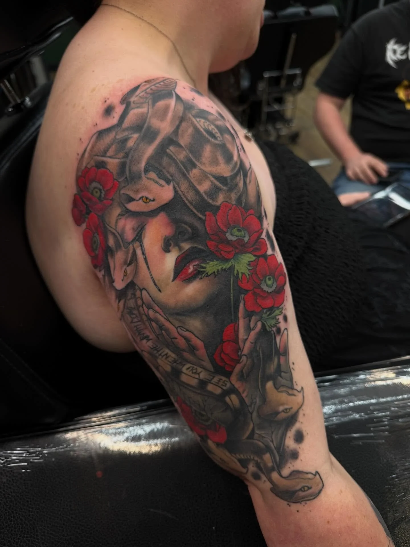 Finished this lovely Medusa piece on my wonderful client Heather. She came to me with the general concept, a few hidden gems she wanted to include, and the freedom of creativity. 

I love this piece because I was able to practice some more advanced s
