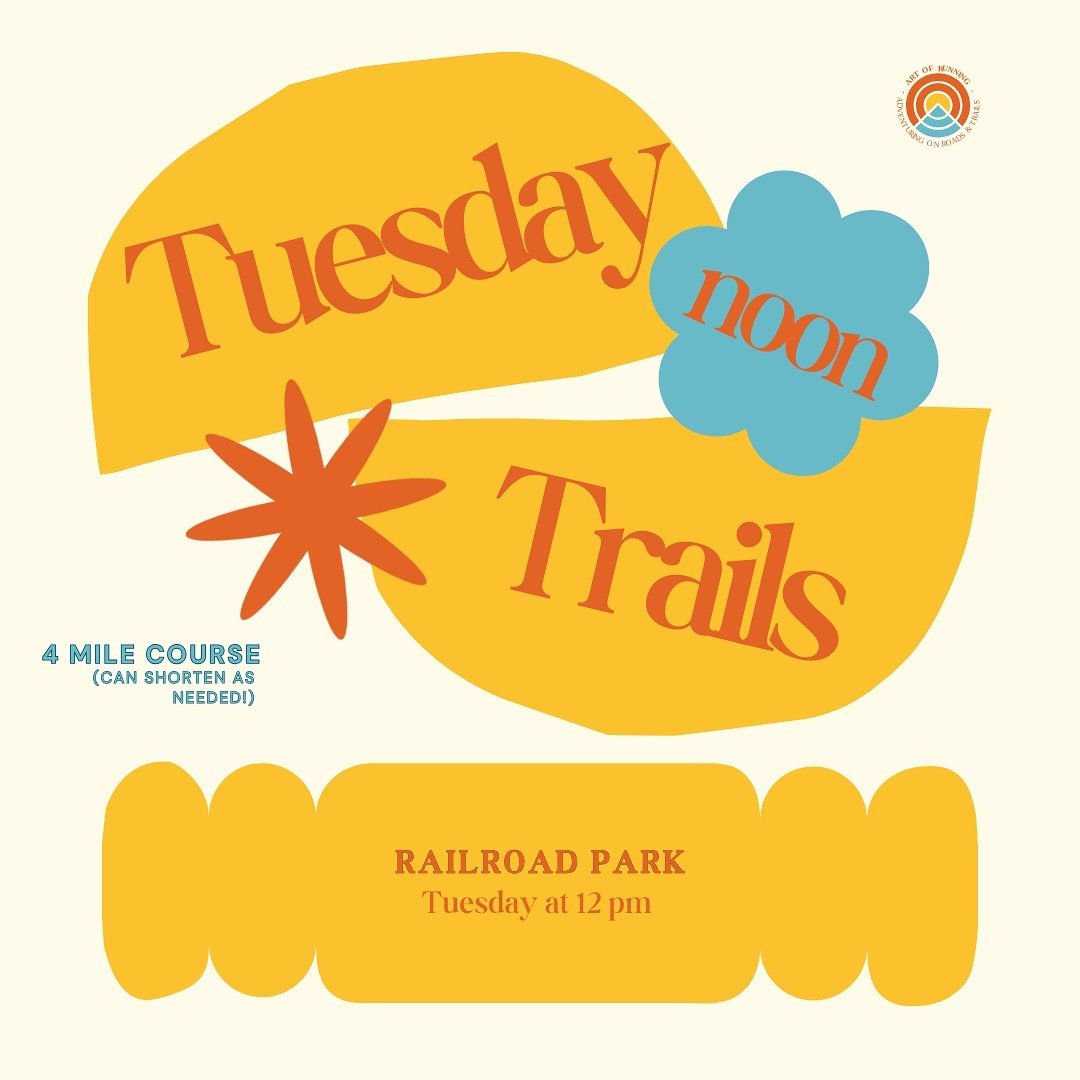 We&rsquo;re excited to see everyone tomorrow afternoon at Tuesday Noon Trails! Our meeting point will be the Railroad Park bathrooms. Can&rsquo;t wait to run with everyone tomorrow! 

#artofrunning #adventuringonroadsandtrails #tuesdaynoontrails #tra