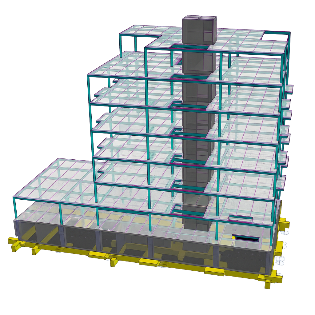 Structural finite element model for analysis.