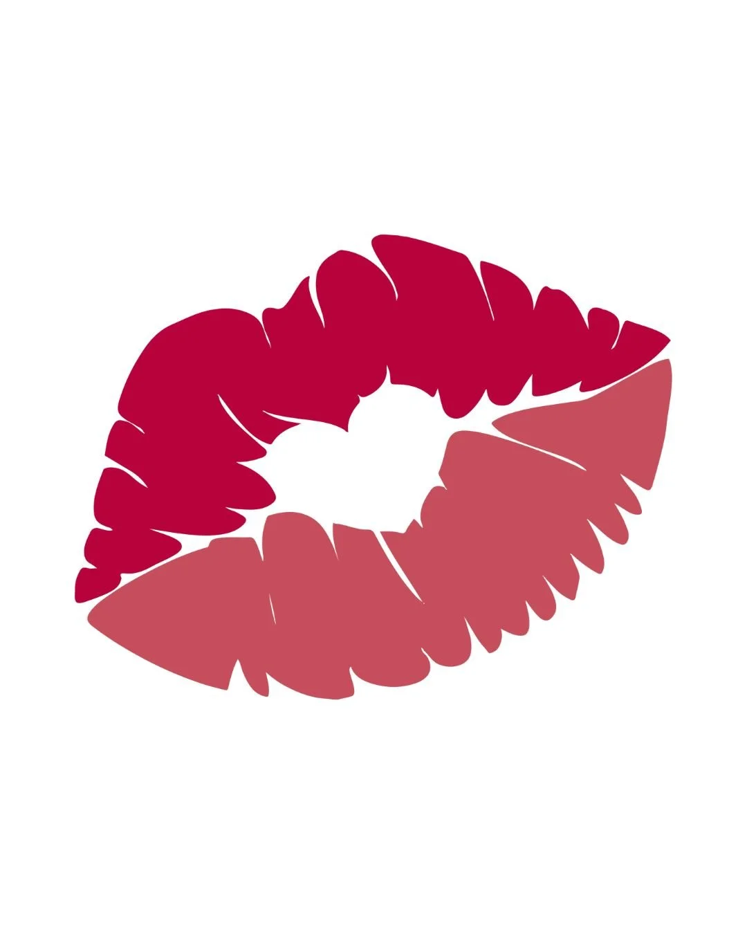 Illustration de lèvres rouges formant un baiser sur fond blanc.