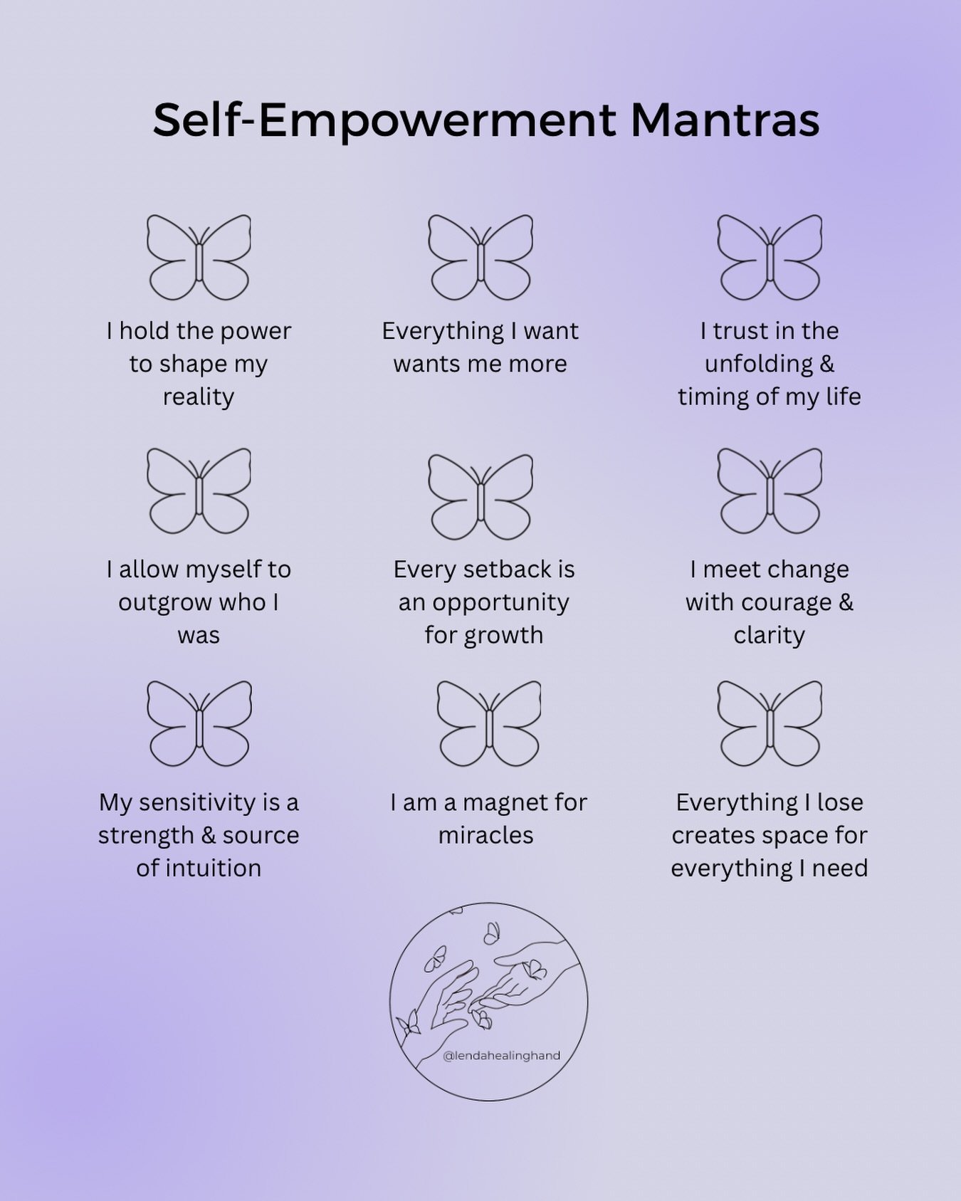A mantra is a repeated word, sound, or phrase used to focus the mind on positive personal growth while overcoming negative thought patterns 🗣️

Here are a few empowering mantras to help build confidence, motivation, &amp; inner strength 🦋

Take wha