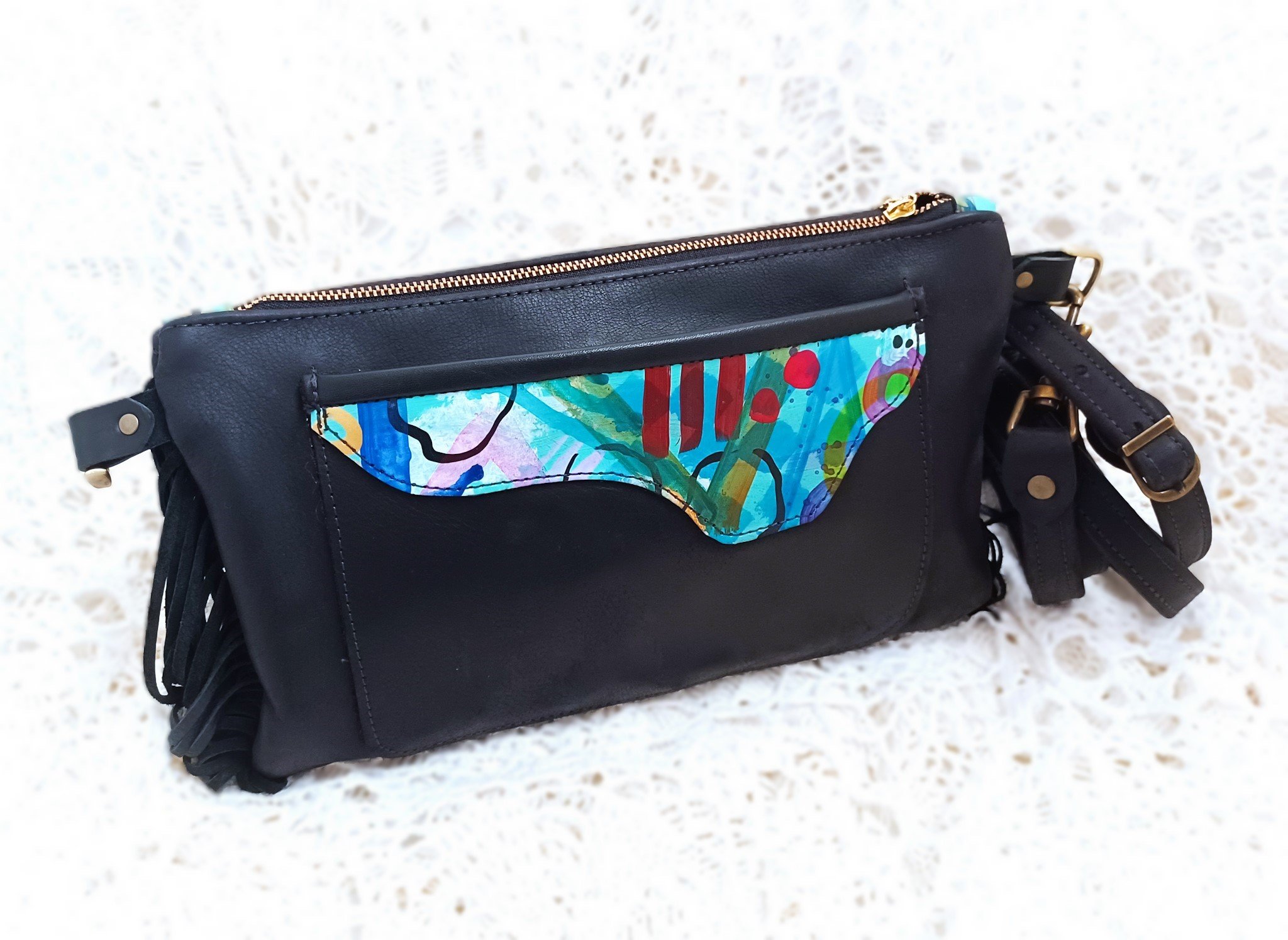 handpainted leather bag