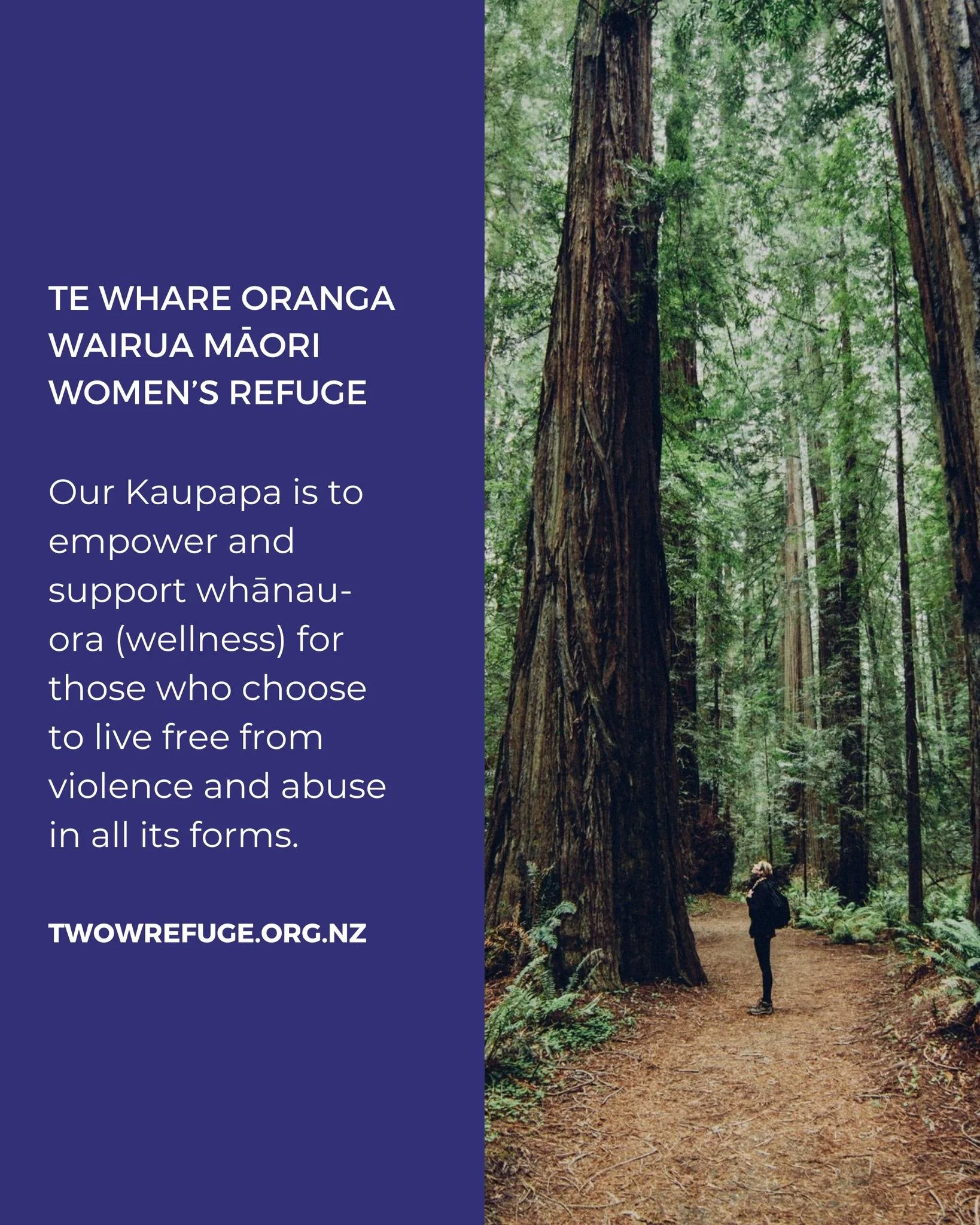 💜 Our Kaupapa 💜
We are here to uplift, empower, and support whānau-ora (wellness) for those who choose to live free from violence and abuse in all its forms. ✨

Te Whare Oranga Wairua Māori Women's Refuge provides free and confidential support incl