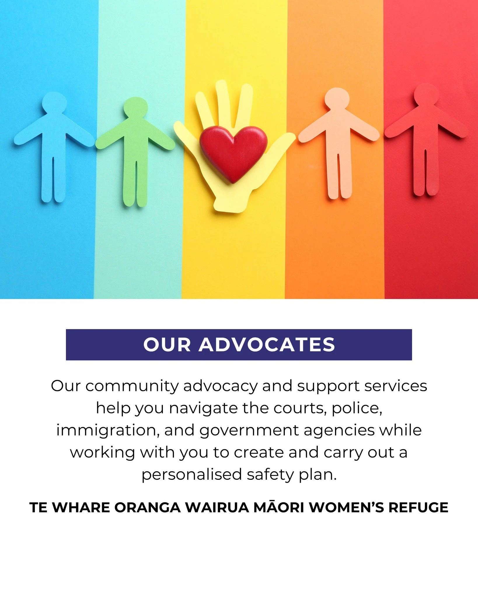 Our community advocacy and support services help you navigate the courts, police, immigration, and government agencies while working with you to create and carry out a personalised safety plan.