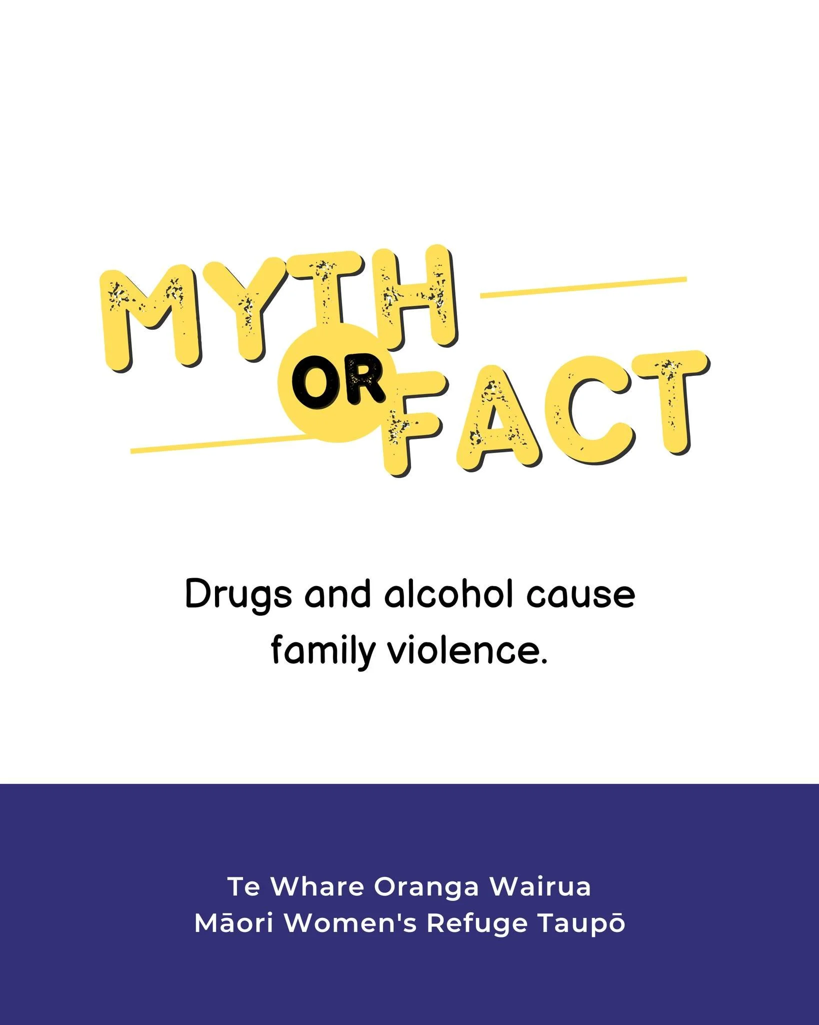 Myth or Fact? 🤔
Drugs and alcohol cause family violence.

Myth! While they don't cause family violence, they can intensify its severity and impact. Let's focus on addressing the root causes and supporting those affected.

twowrefuge.org.nz