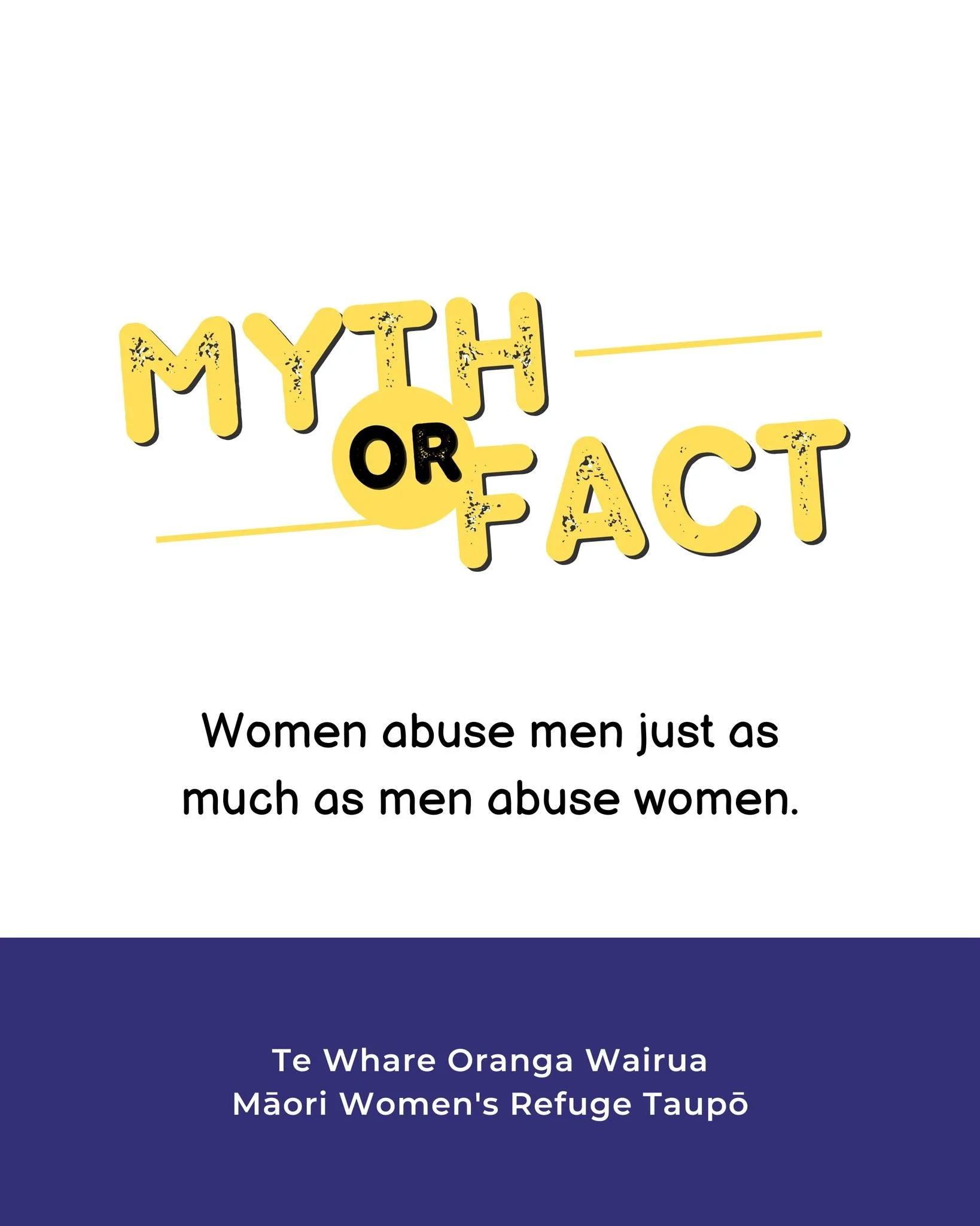 Myth or Fact? 🤔 Women abuse men just as much as men abuse women.

Myth! Family violence is a gendered crime. 85% of family violence victims are female.

Let's focus on addressing the root causes and supporting those affected.