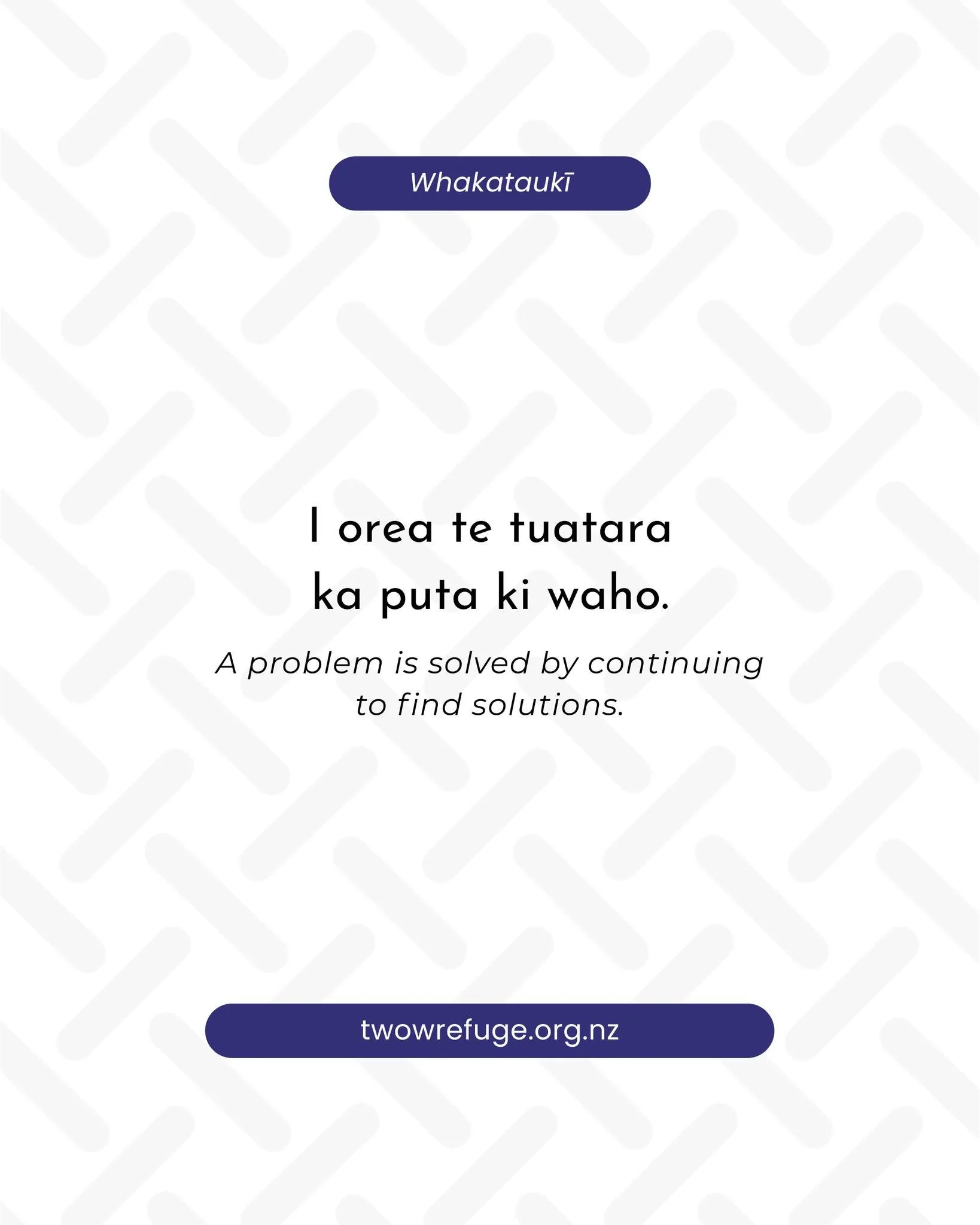 I orea te tuatara ka puta ki waho.
A problem is solved by continuing to find solutions.