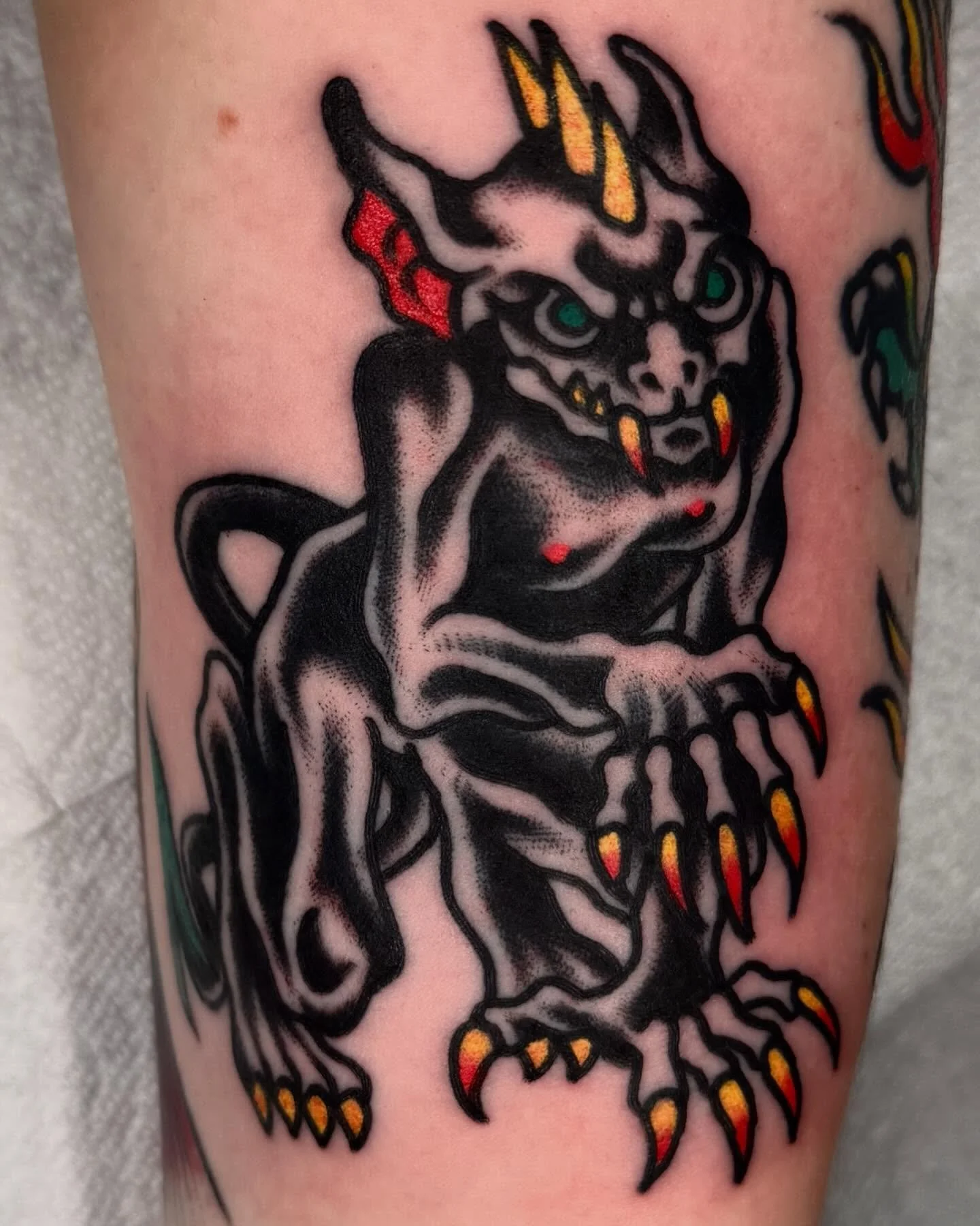 Little goblin boy made at @showtimetattooco 🕉️☮️