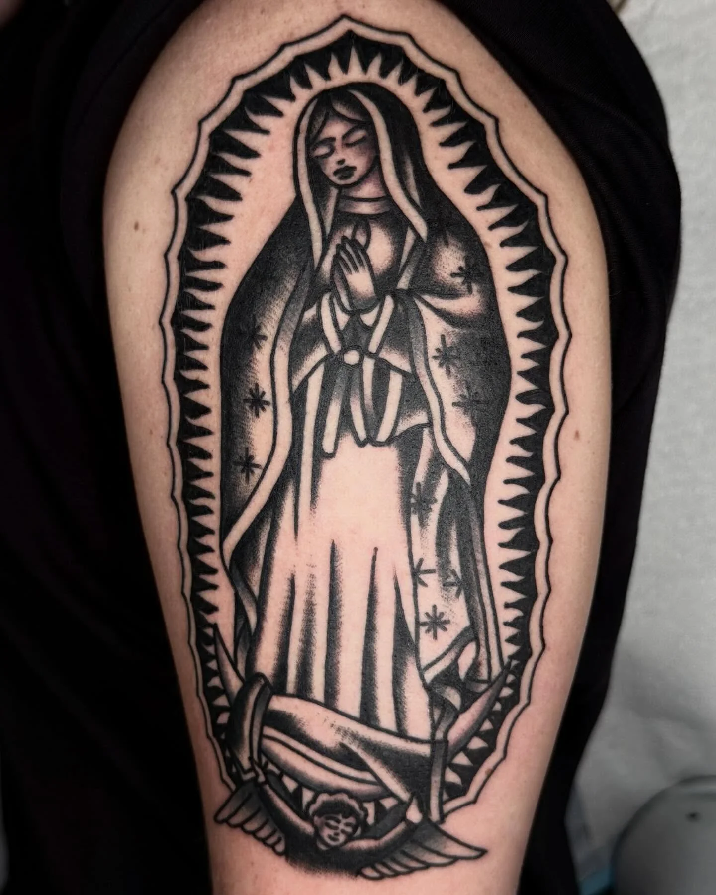 Our Lady of Guadalupe for my friend Maddie 🕊️ made at @showtimetattooco