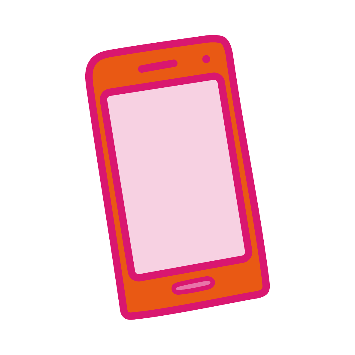Illustration of a smartphone with a pink frame and a blank screen.